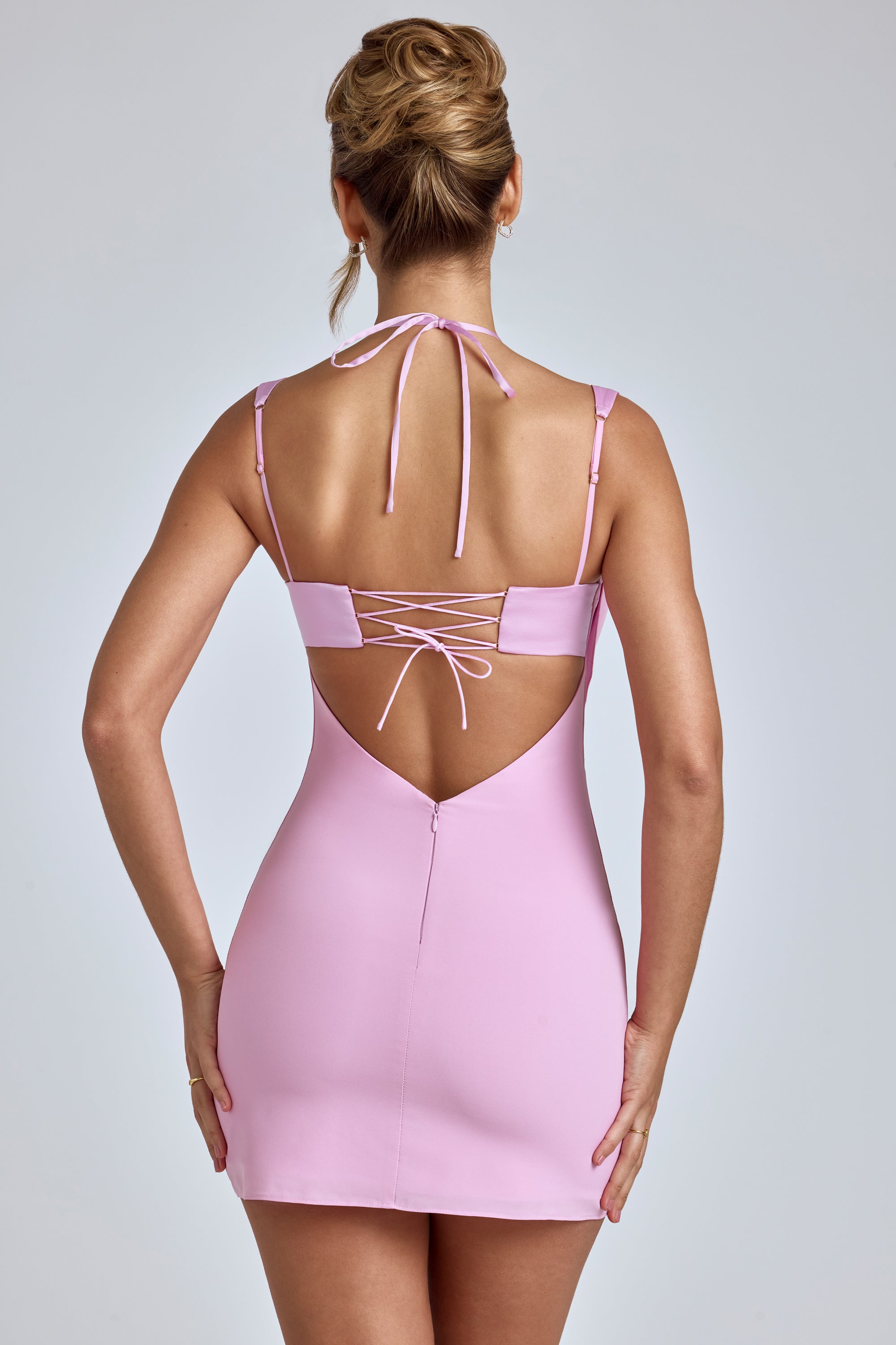 Mirabel Cowl-Neck A-Line Mini Dress in Baby Pink – Oh Polly AU