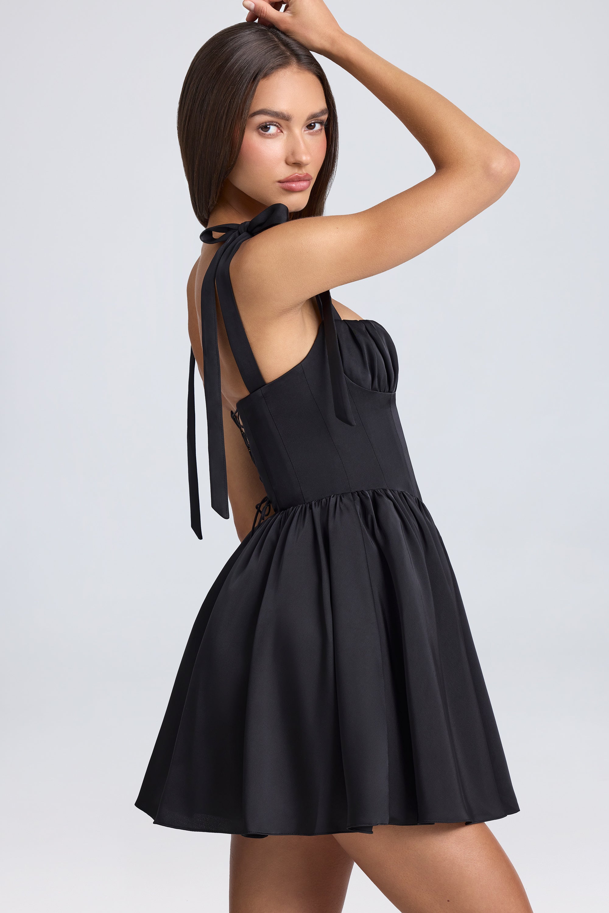 Zyra Denim Corset Belt Black Mini Dress main image 0