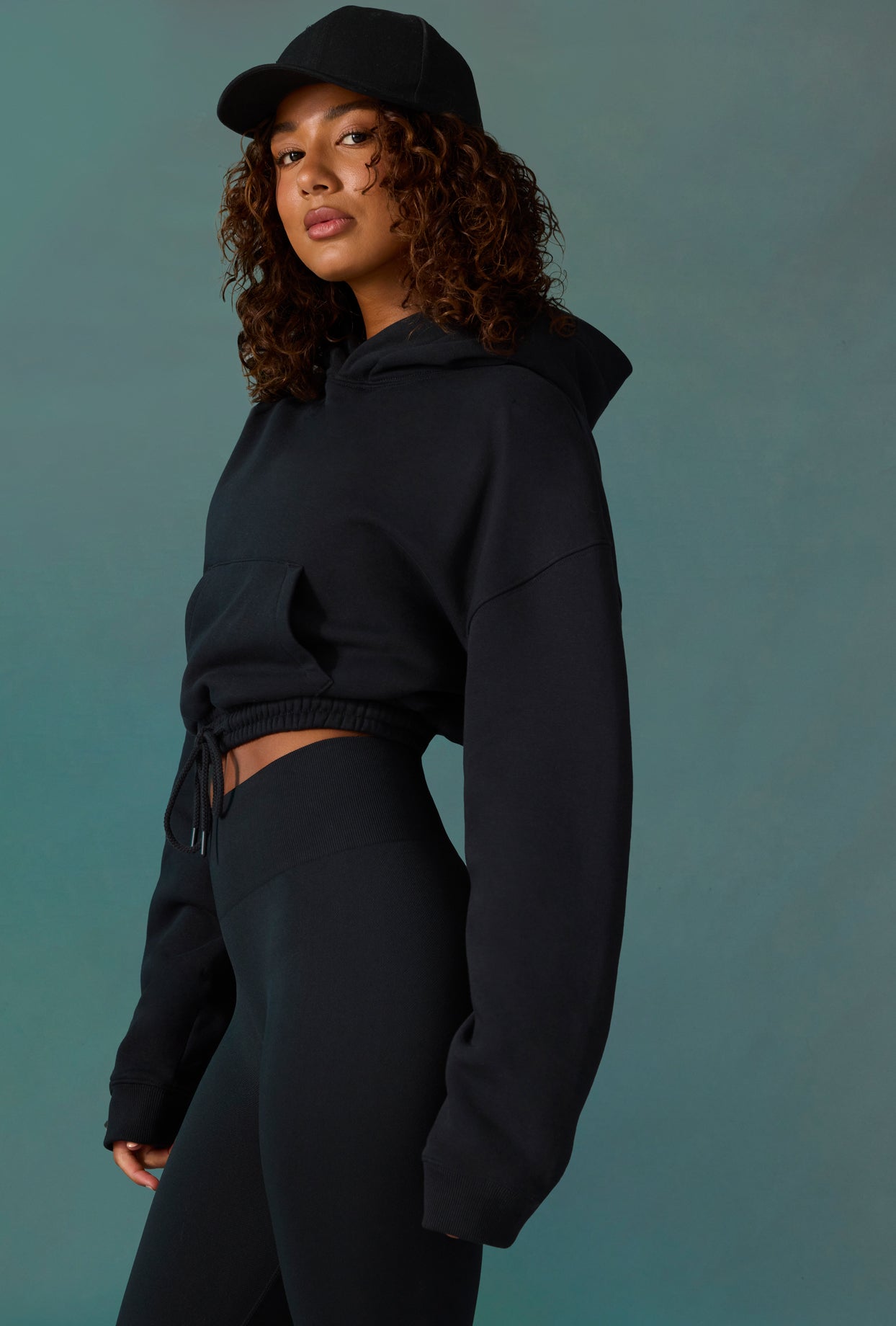 Cropped hooded clearance jumper