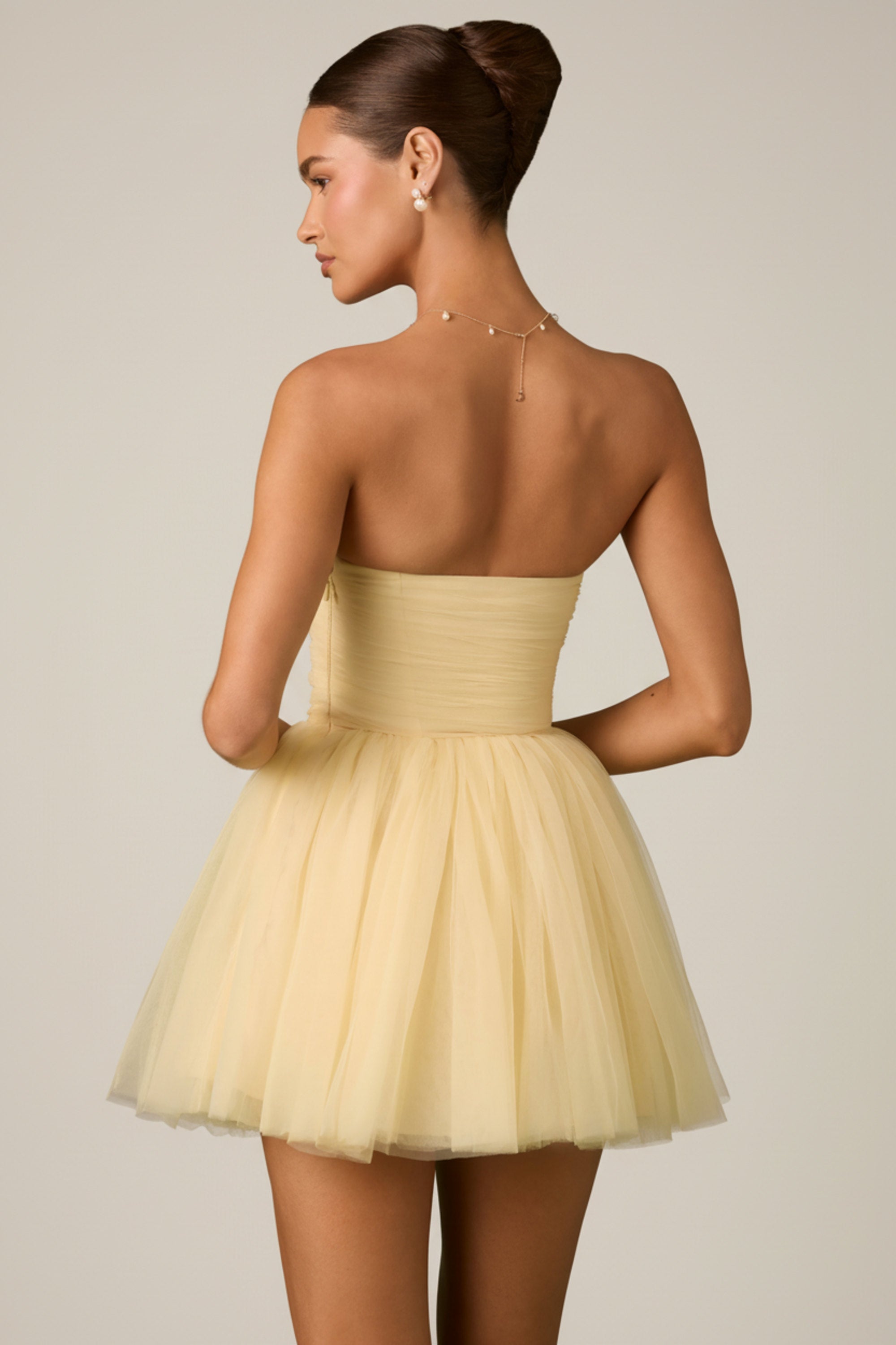 tulle corset mini dress in yellow product info and reviews Lace & Beads tulle drop waist corset mini dress in yellow buttercup floral