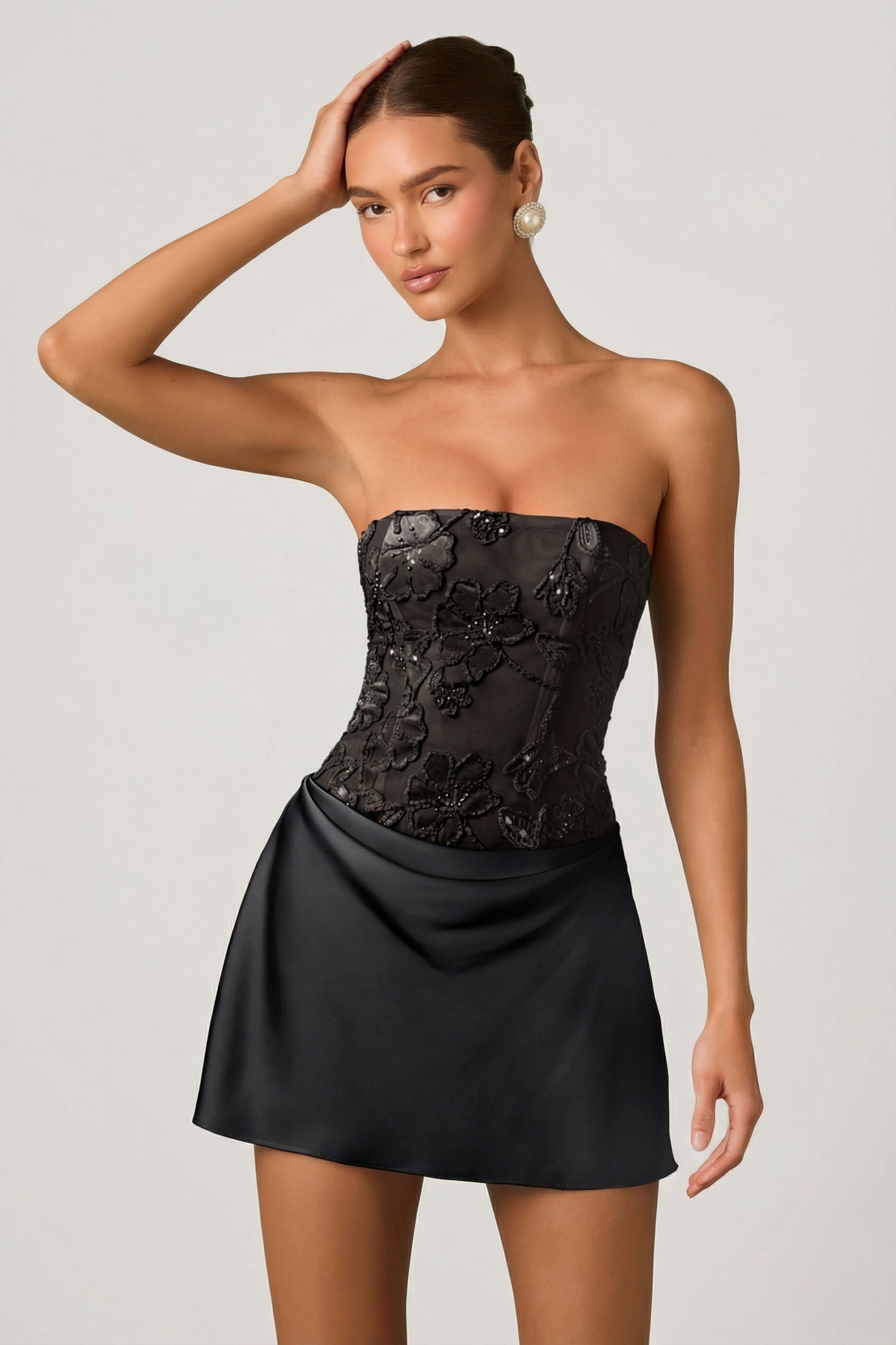 Eden Strapless Mini Dress - Black