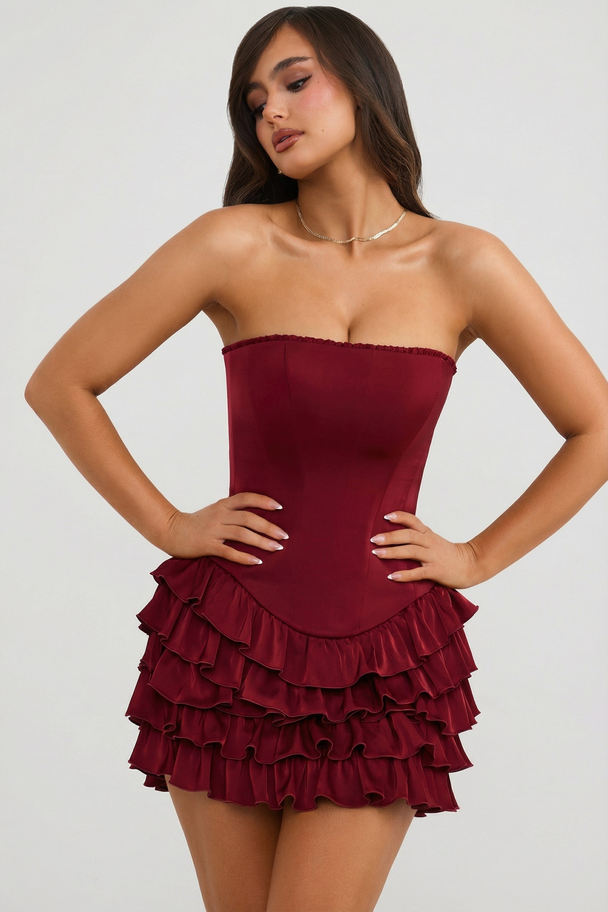 strapless open back dress Autumn Berry Dress / Red – By Avelien main image 0