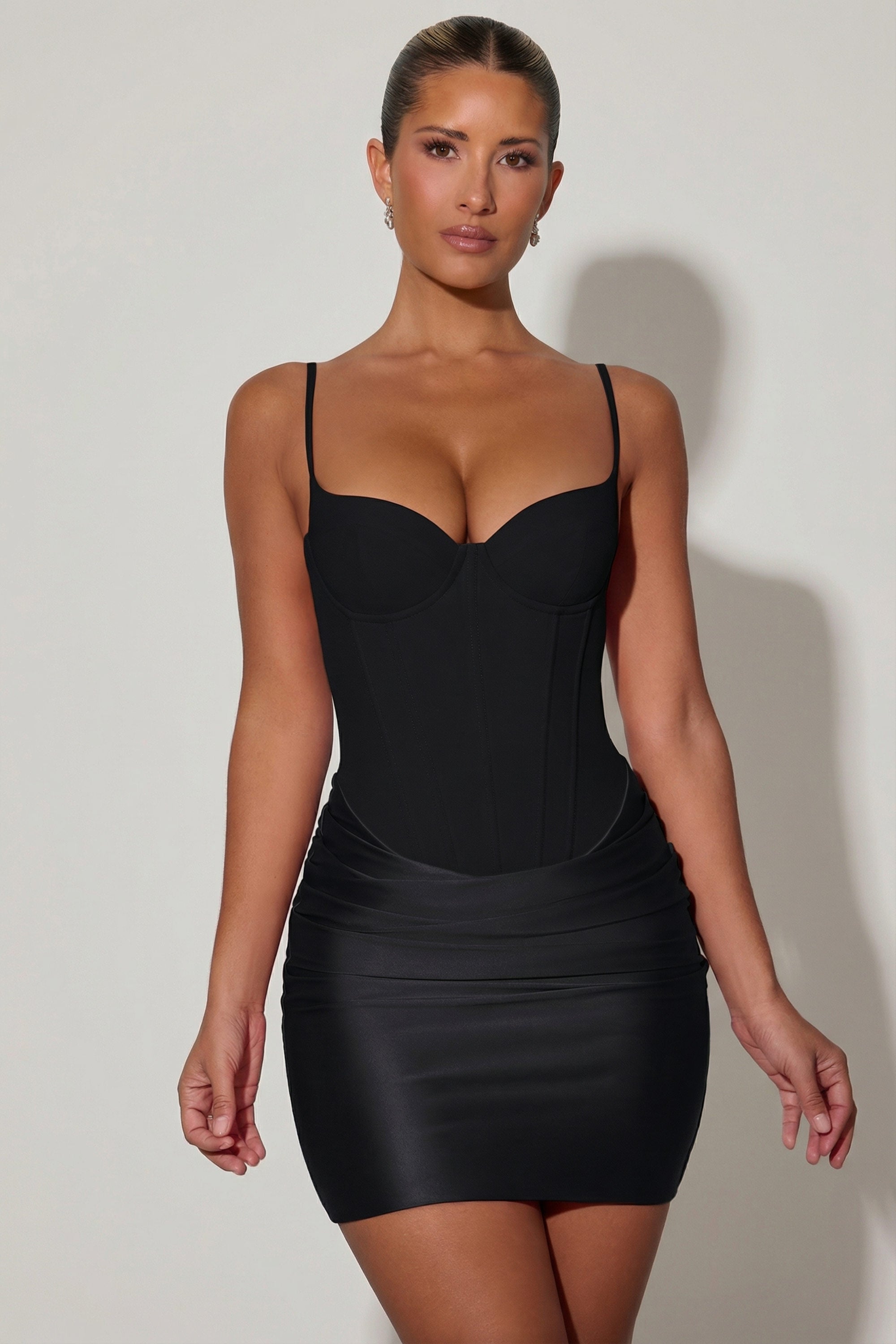 chinese dress ladies Lovella Draped Corset Mini Dress in Black