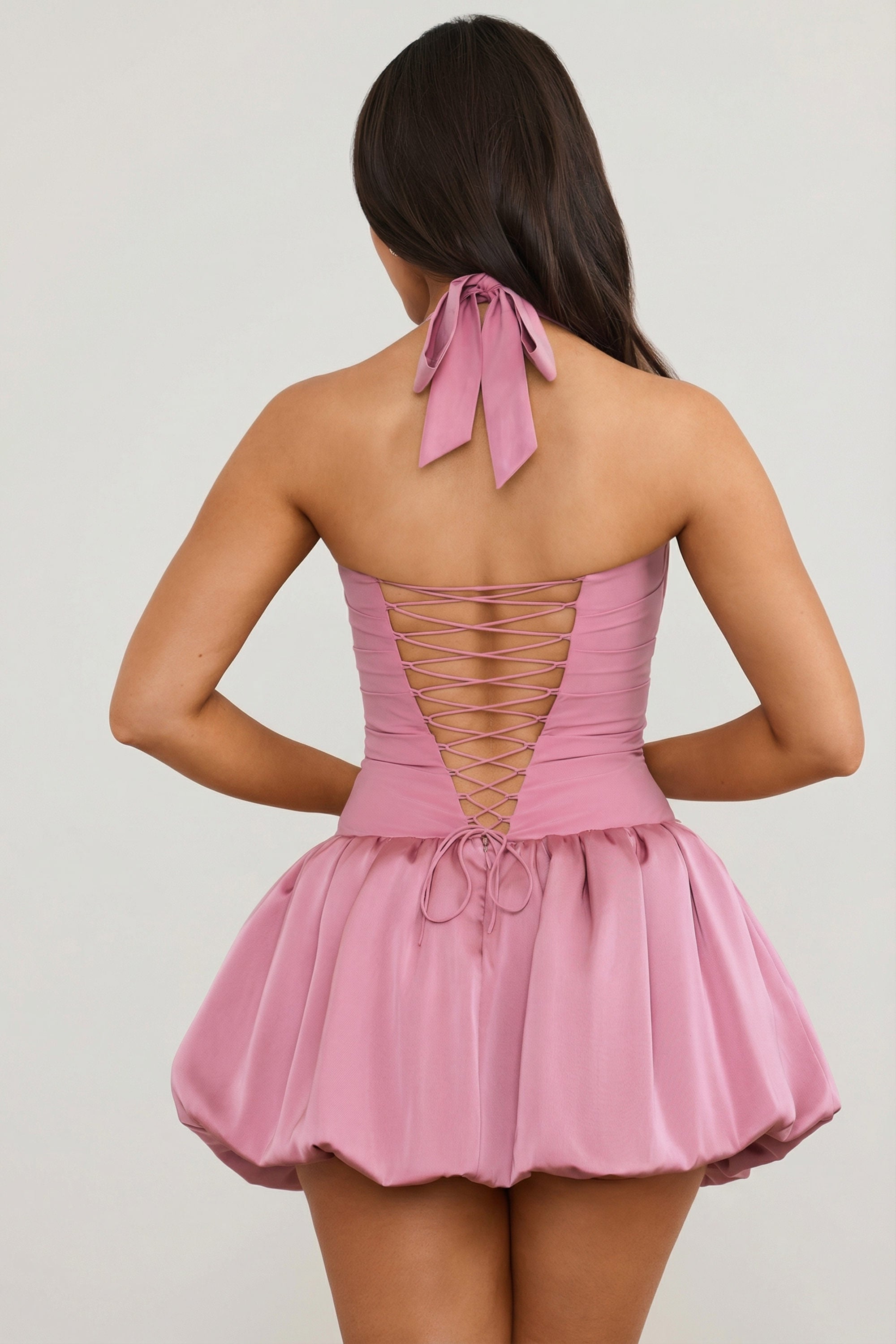 white christmas dresses Akira Wrap Me in Lace Mini Dress | Pink main image 0