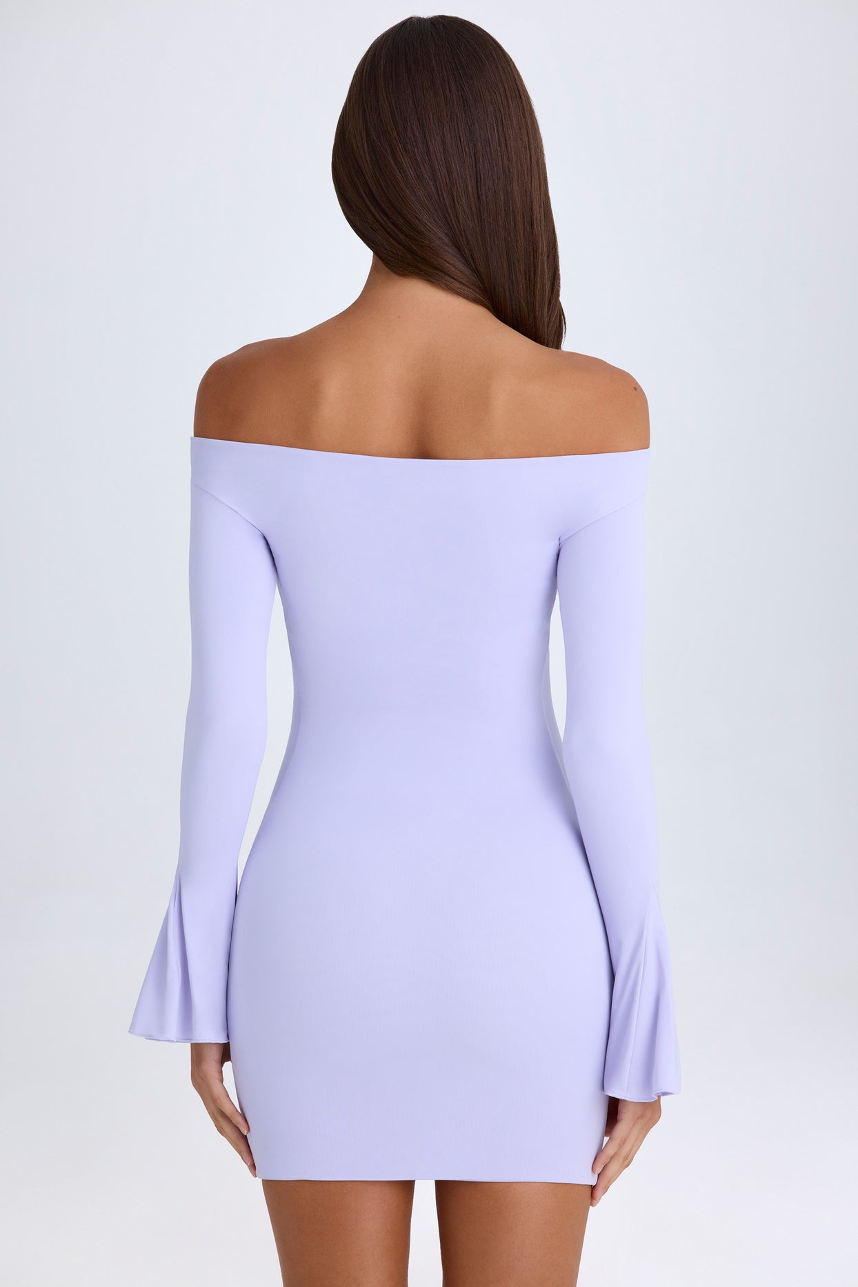 Off-Shoulder Cut-Out Mini Dress in Soft Lilac - 2