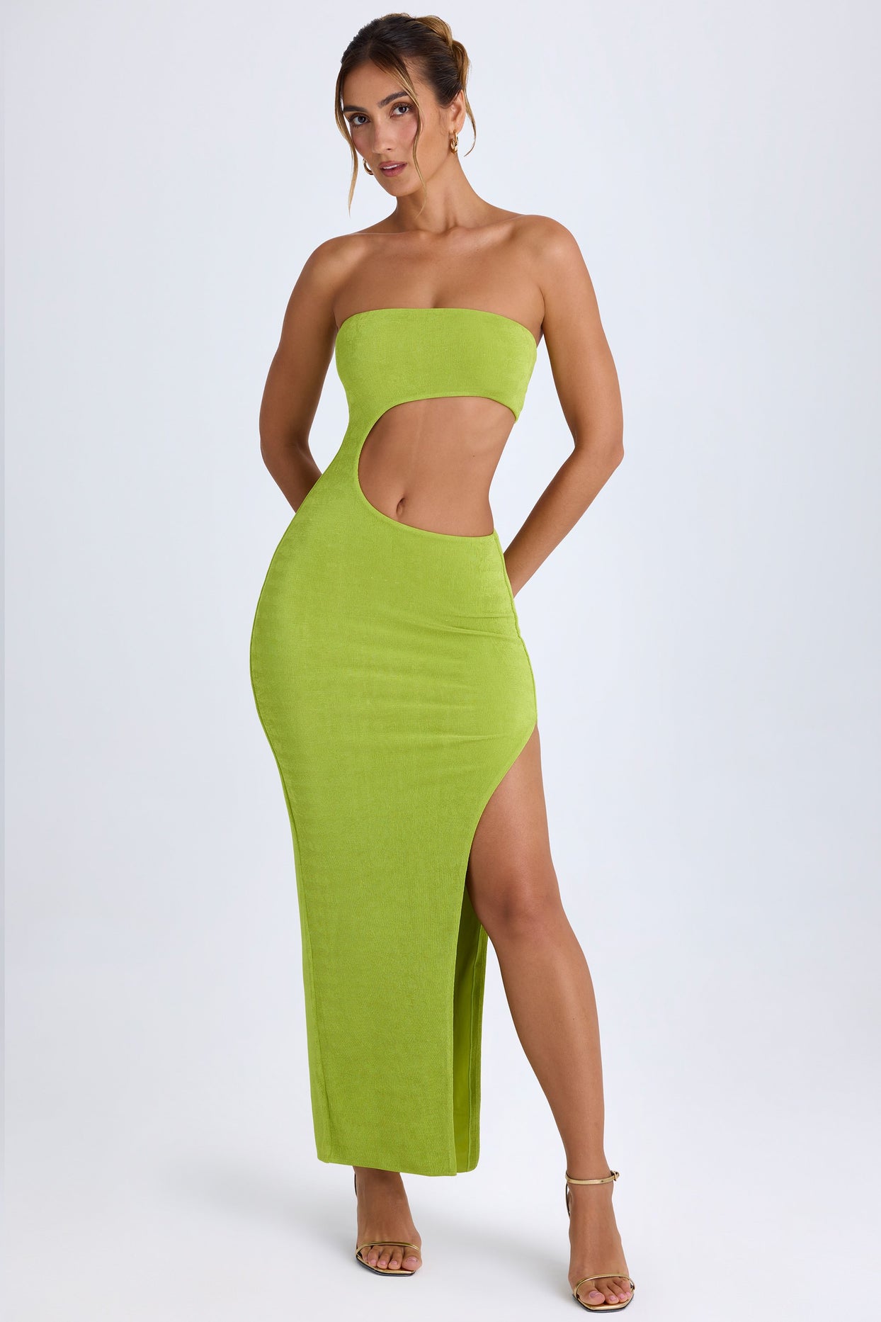 Cut-Out Bandeau Maxi Dress in Pear Green - 1