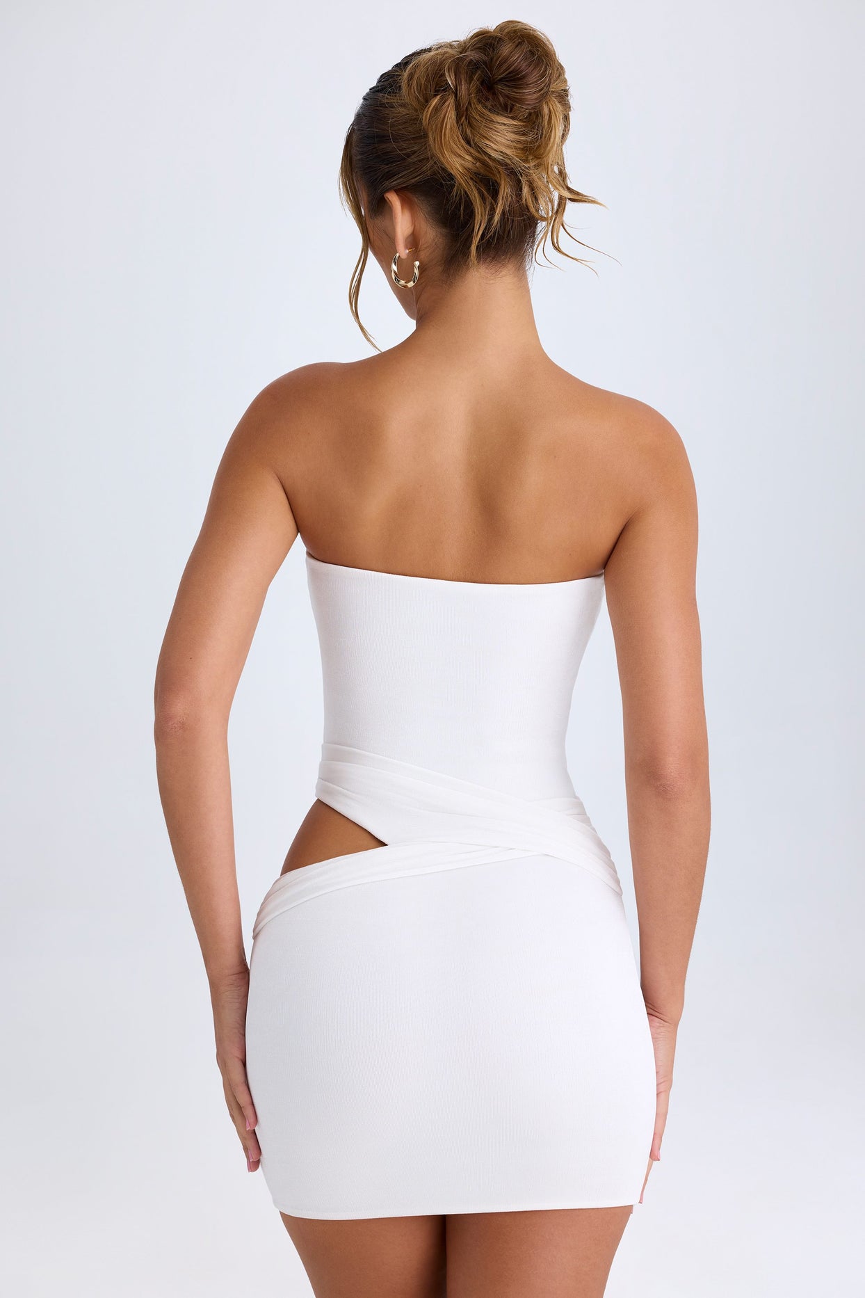 Cut-Out Bandeau Mini Dress in White - 2