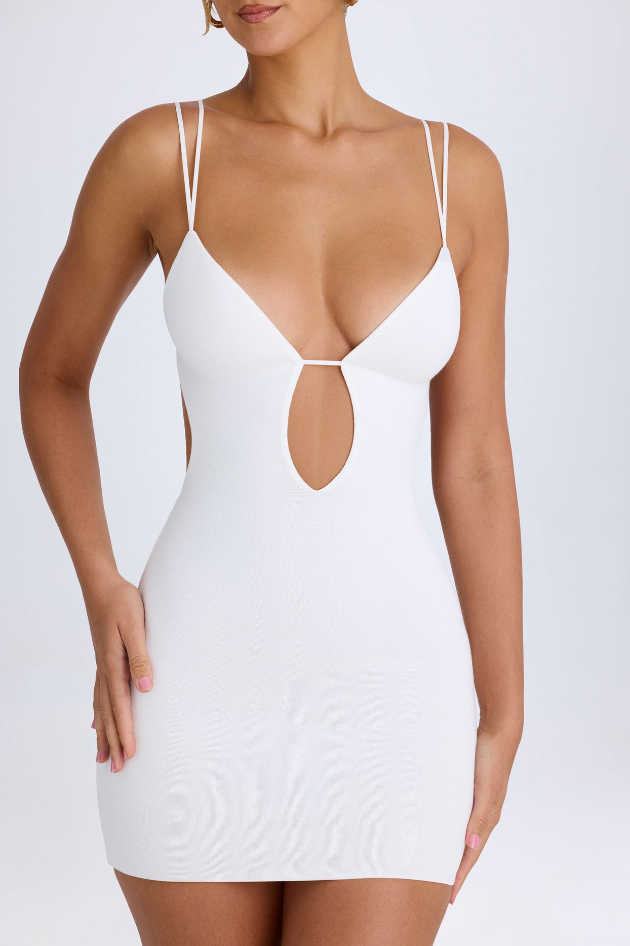 Cut-Out Open-Back Mini Dress in White