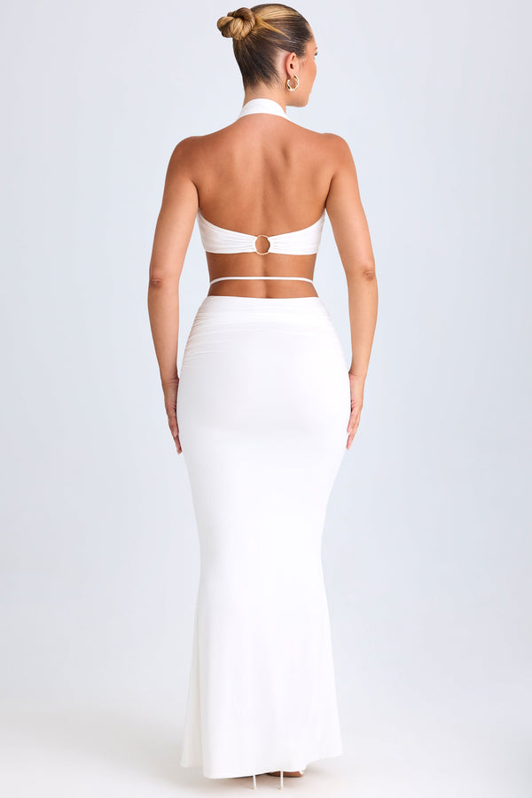 Hardware-Detail Mid-Rise Maxi Skirt in White - 2