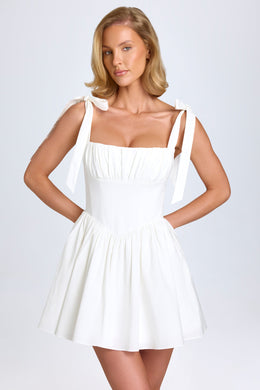 Ruched Corset Mini Dress in White
