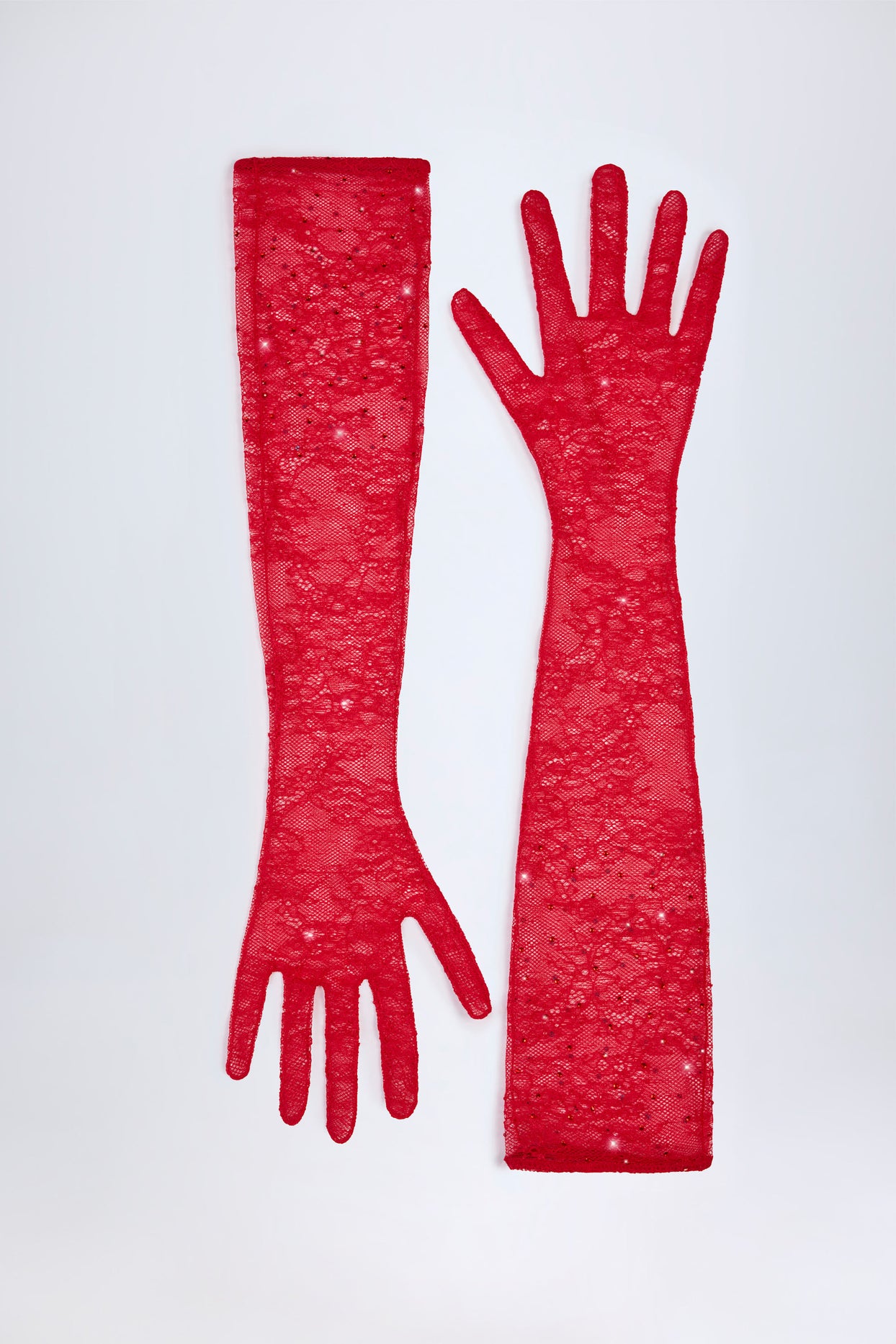 Lace Gloves in Fire Red - 3