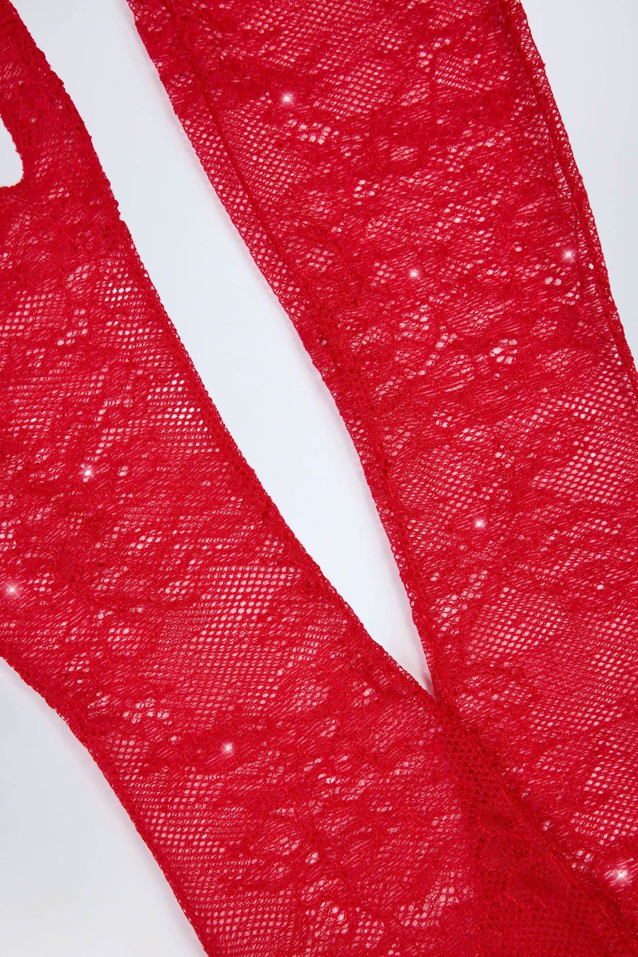 Lace Gloves in Fire Red - 5