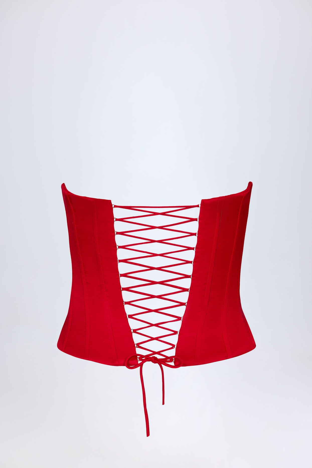 Lace-Up Corset Top in Fire Red - 6