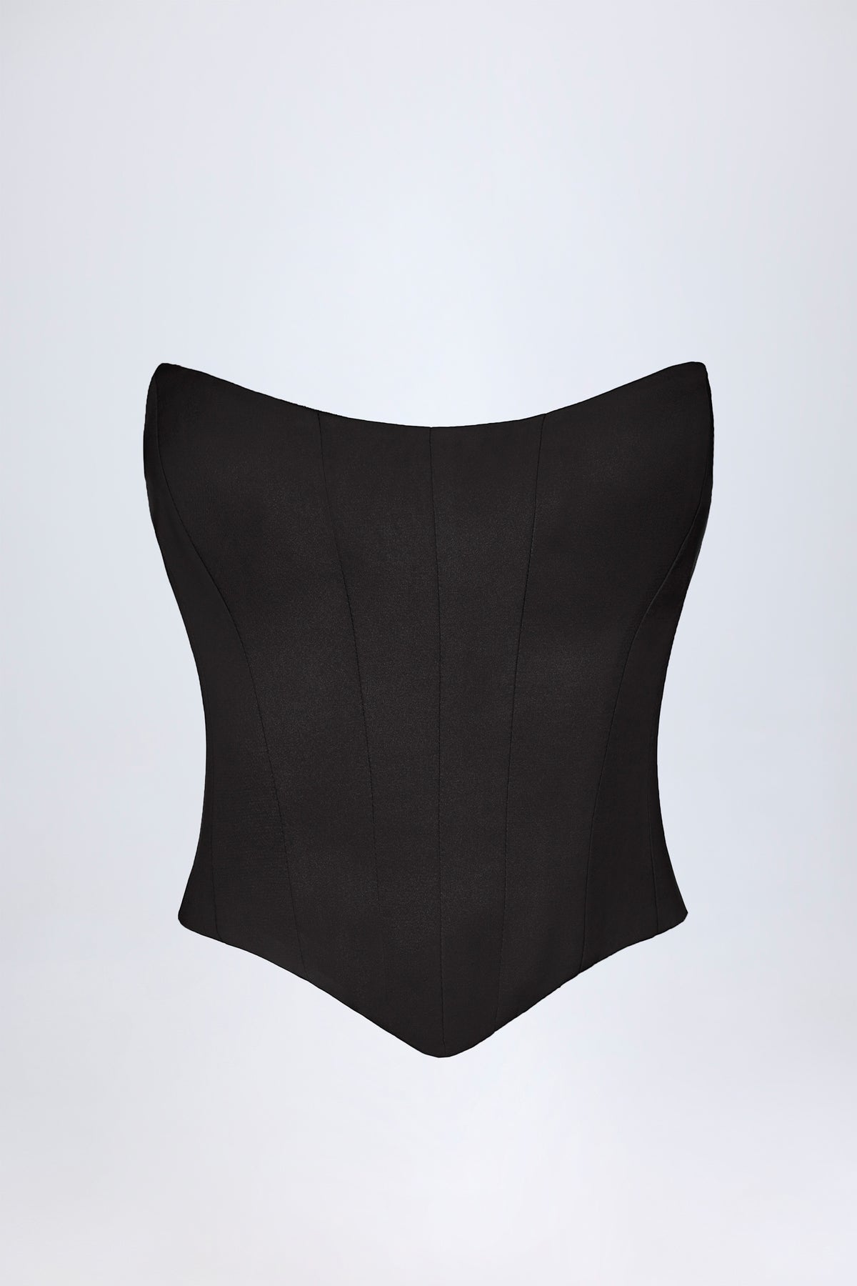 Satin Lace-Up Corset Top in Black