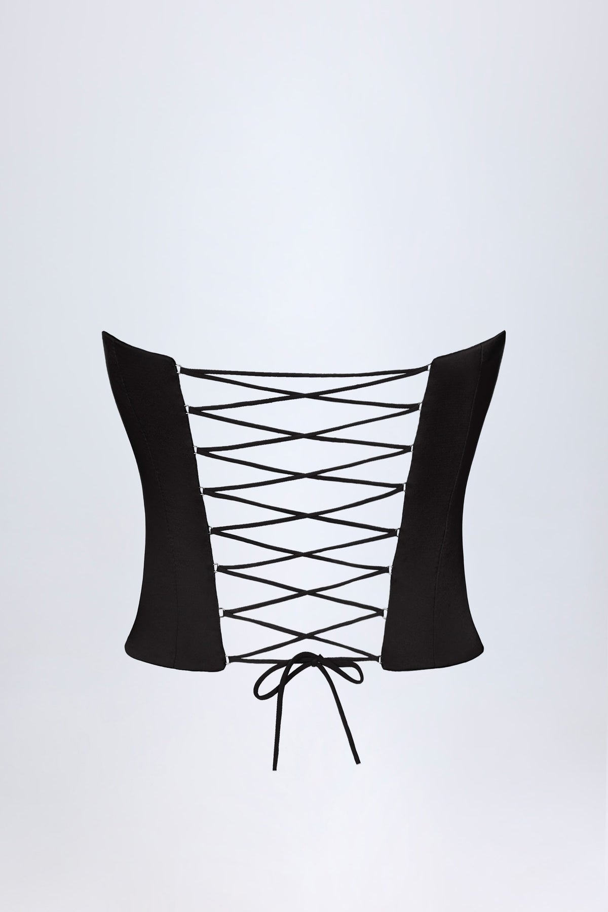 Satin Lace-Up Corset Top in Black