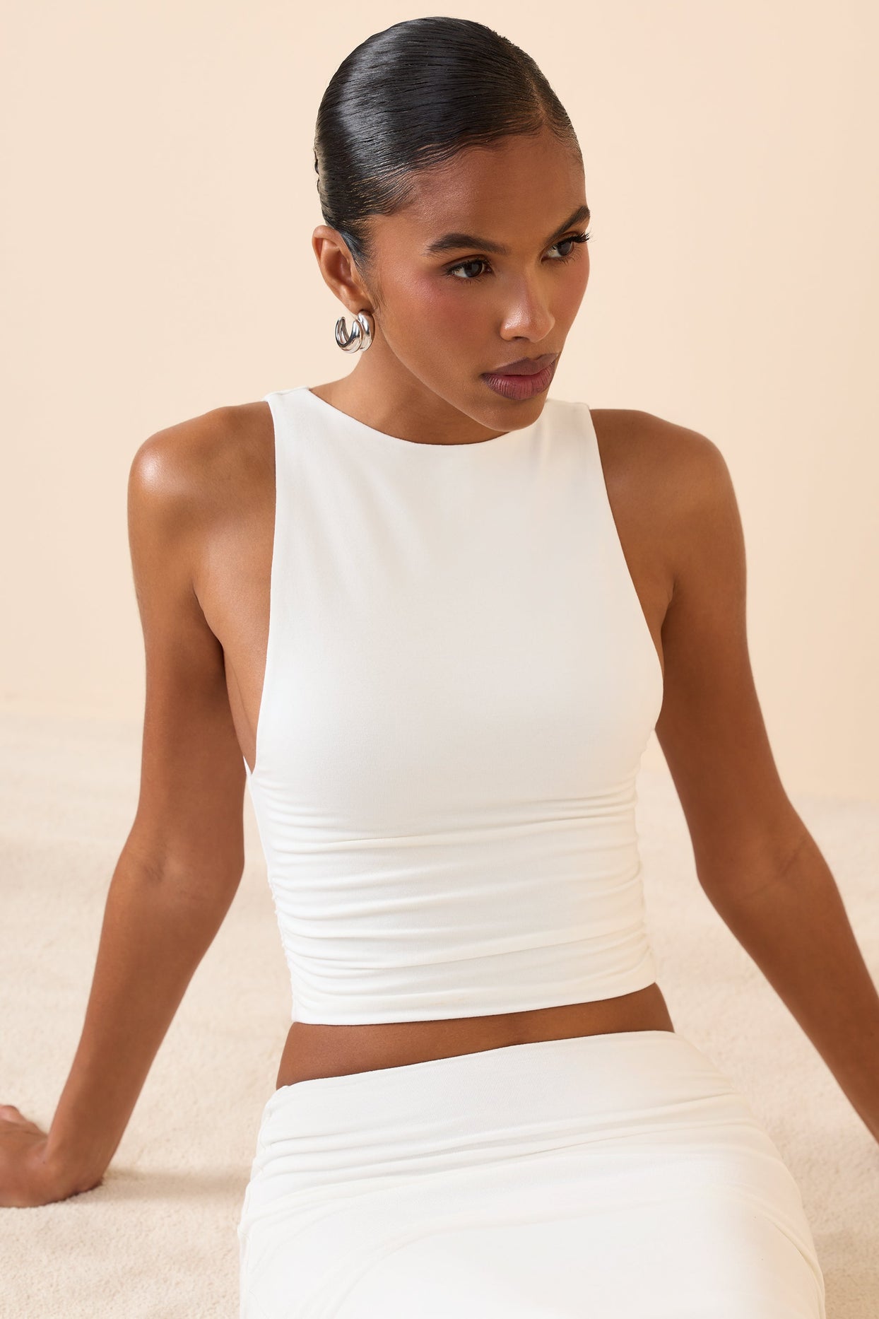 Modal Boat-Neck Tank Top in White