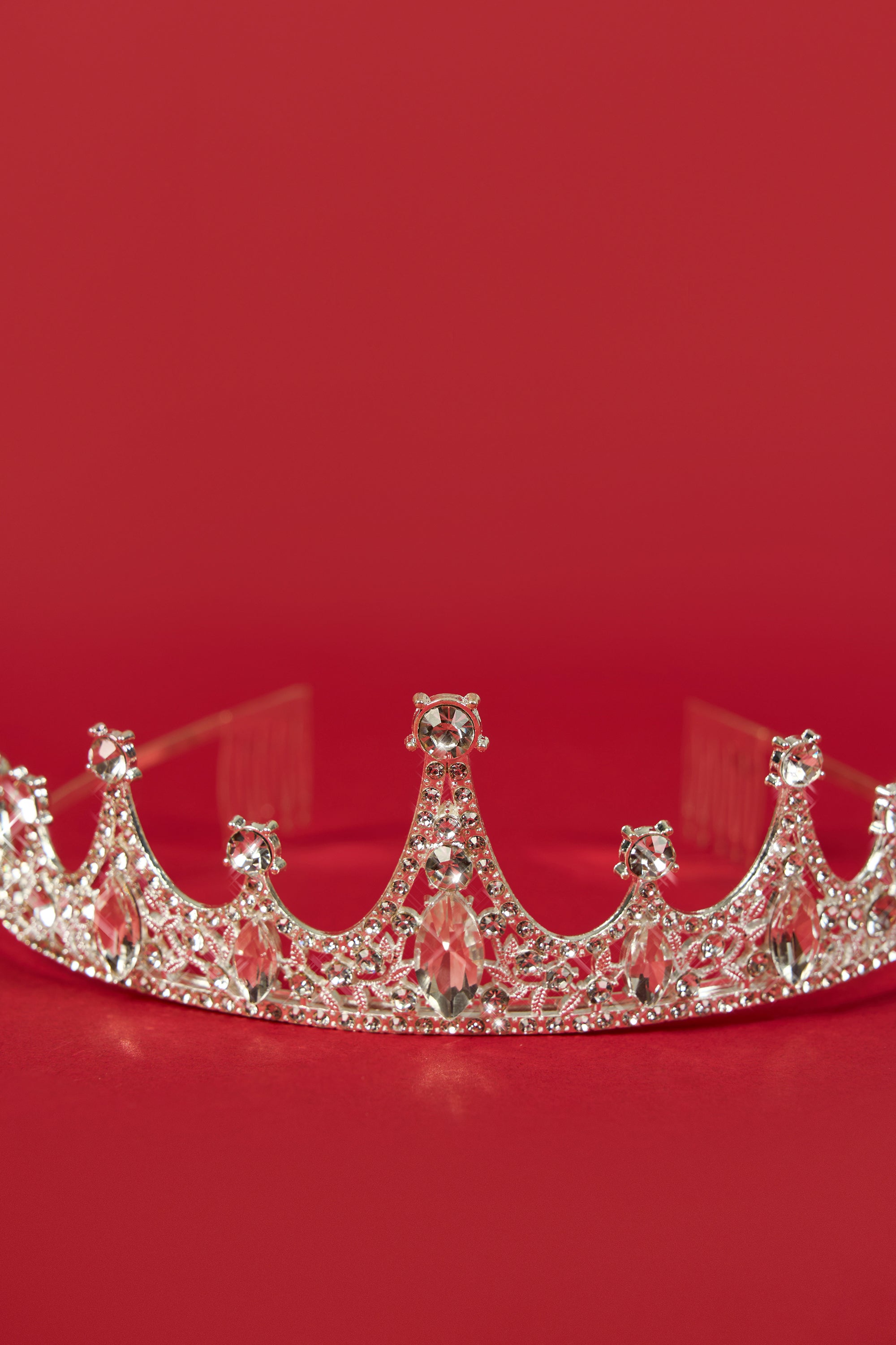 Crystal-Embellished Tiara in Silver Tone