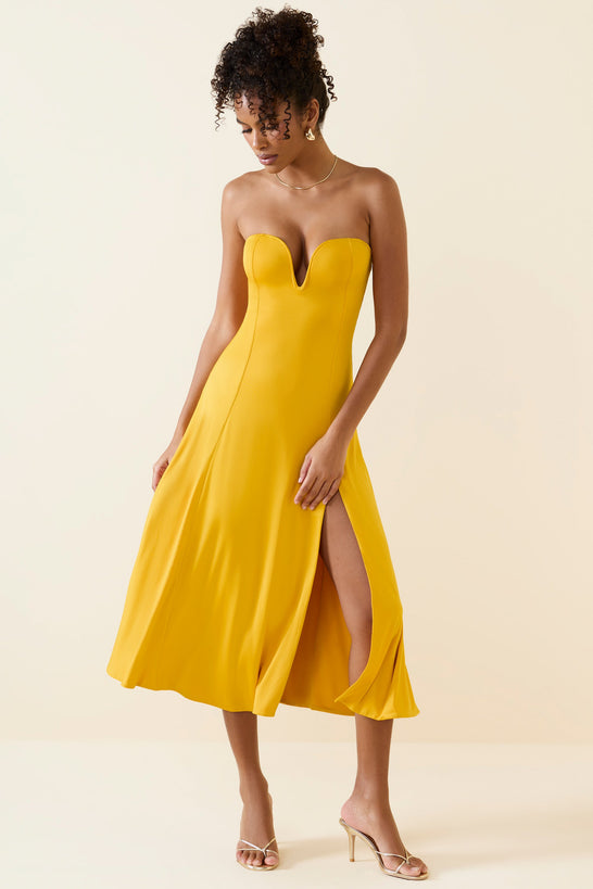 Bandeau Midaxi Dress in Golden Yellow