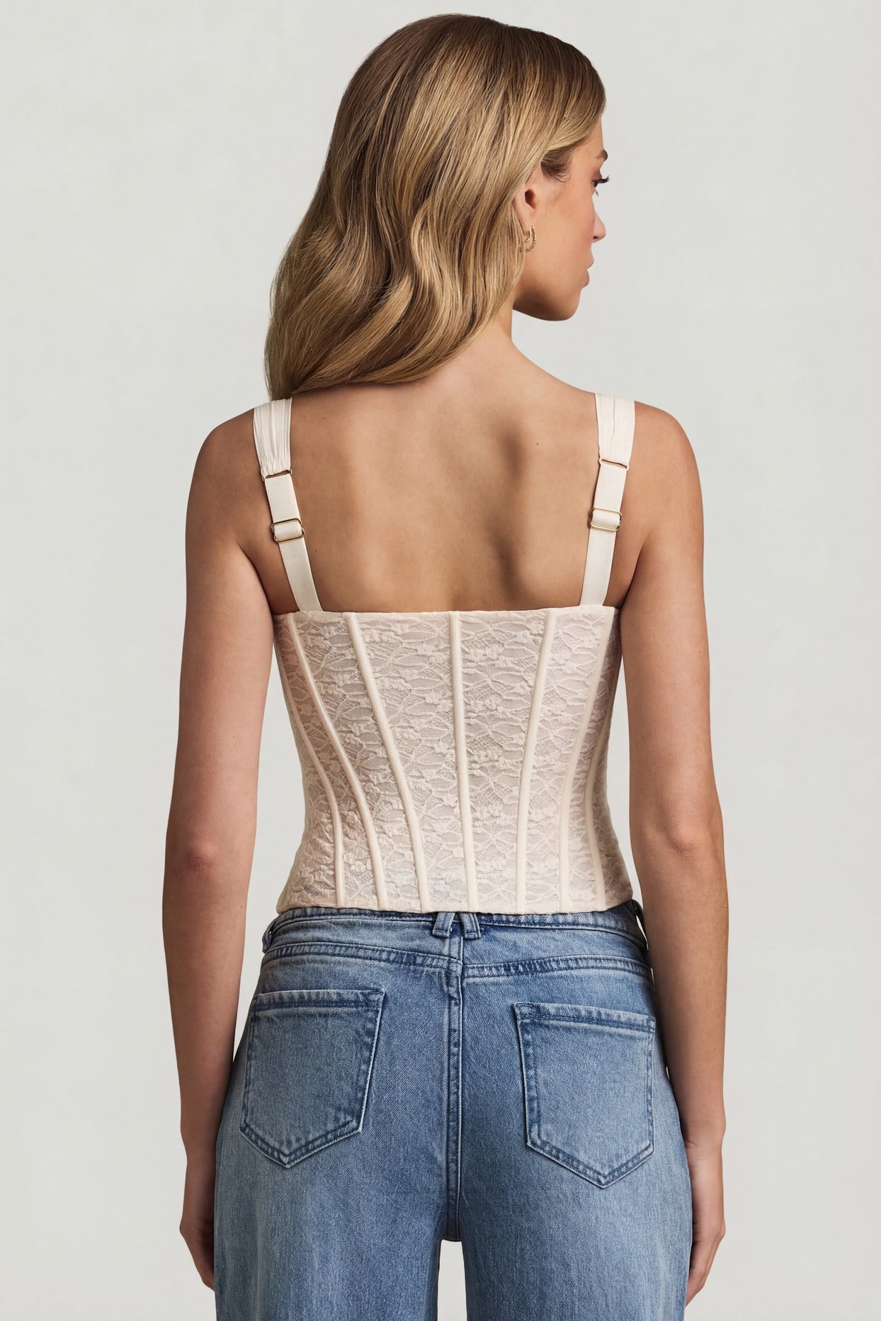 Underwired Lace Corset Top in Ivory - 5
