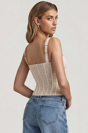 Underwired Lace Corset Top in Ivory