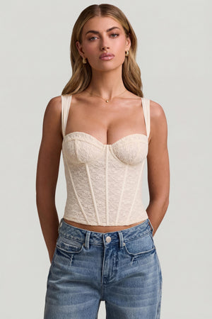 Underwired Lace Corset Top in Ivory