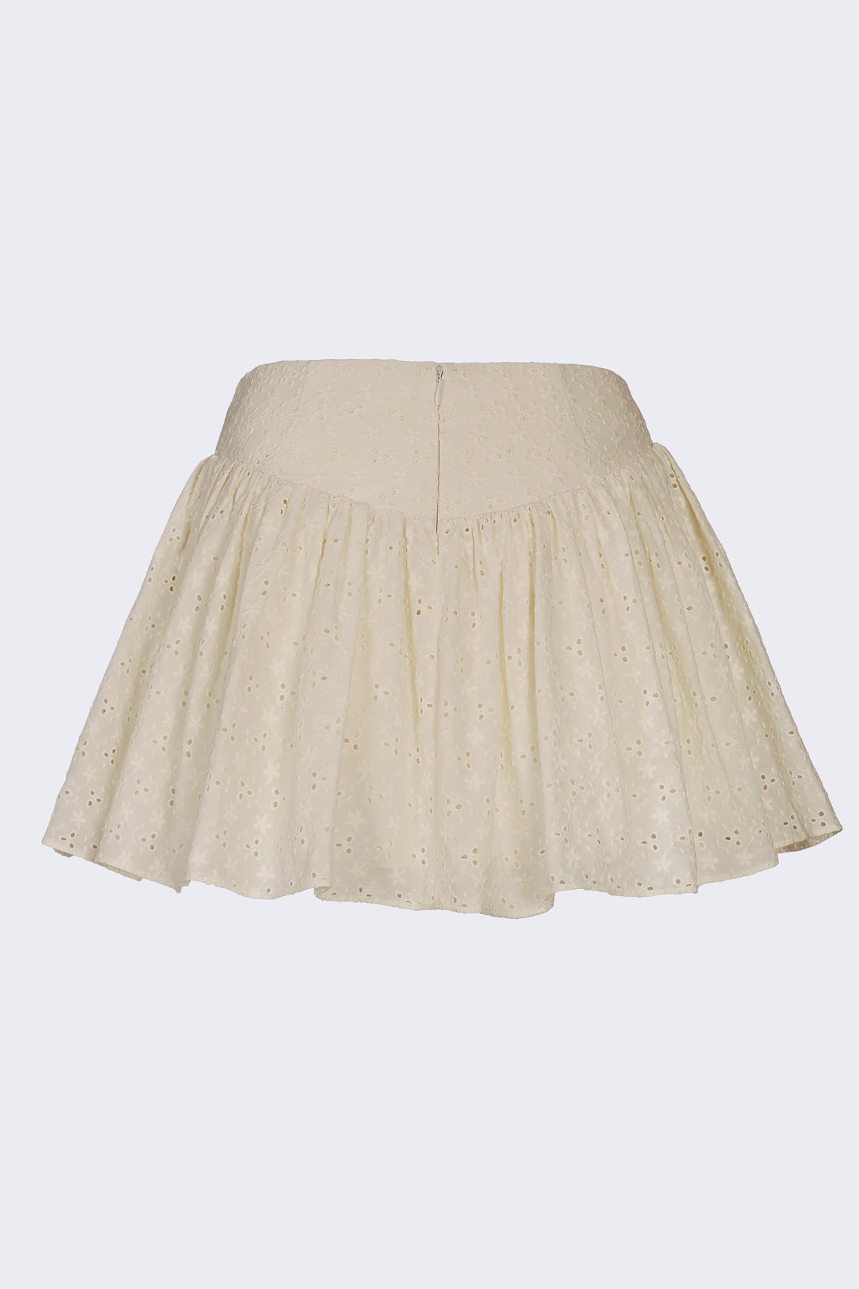 Bow-Detail Broderie Anglaise Mini Skirt in Ivory - 3