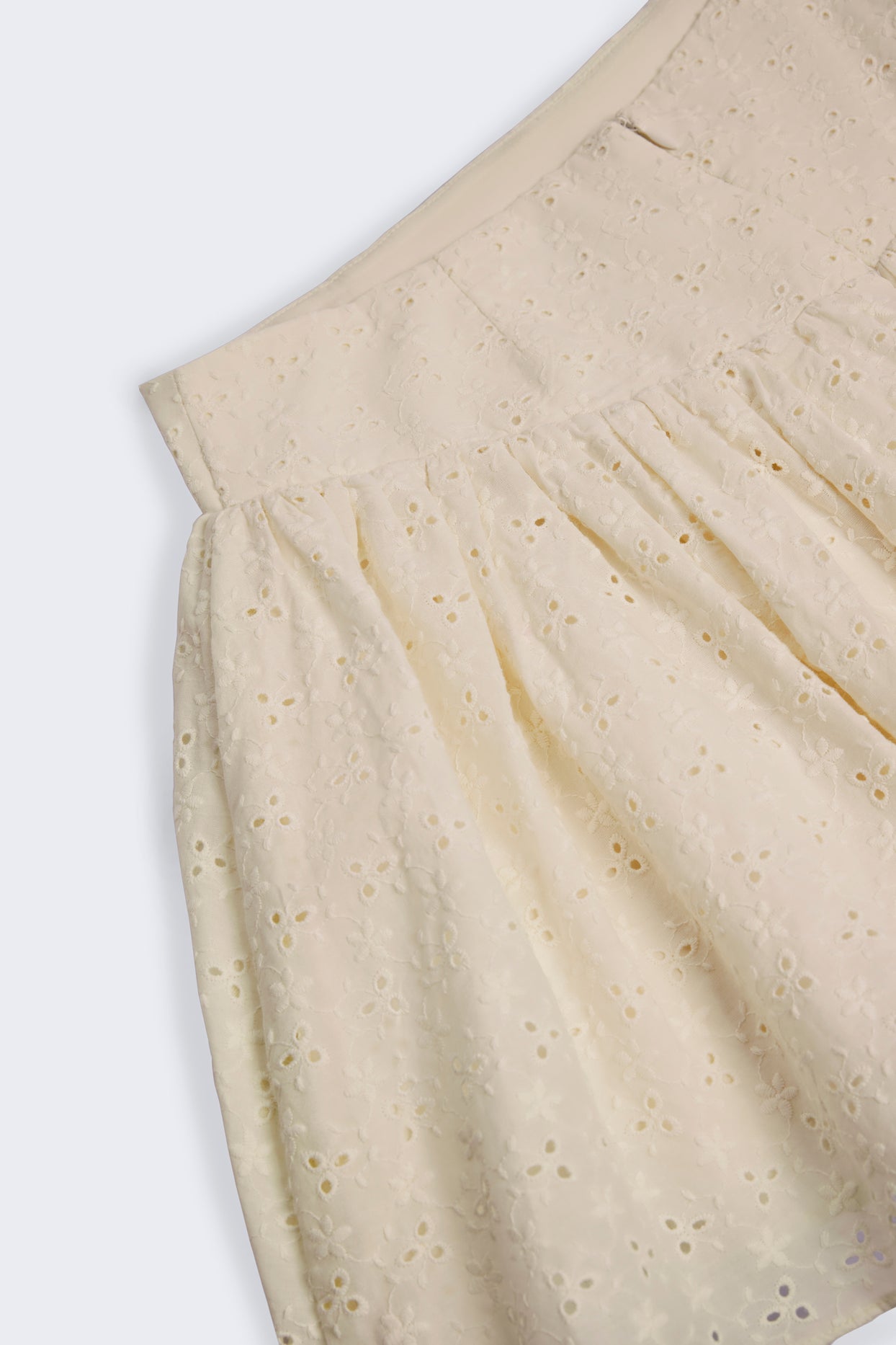 Bow-Detail Broderie Anglaise Mini Skirt in Ivory - 5