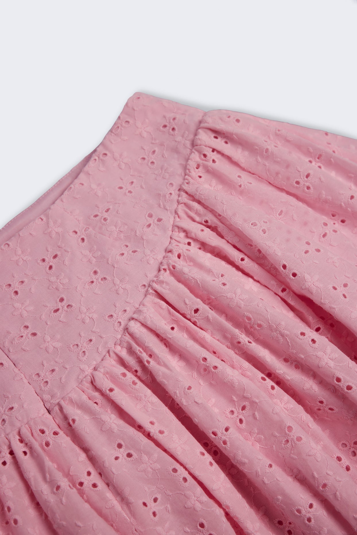Bow-Detail Broderie Anglaise Mini Skirt in Soft Pink - 5