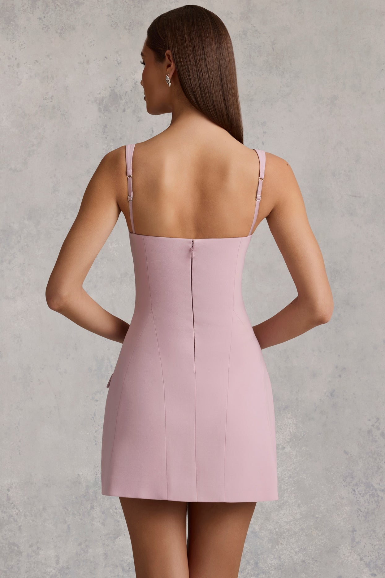 Cut-Out Structured A-Line Mini Dress in Mauve - 2