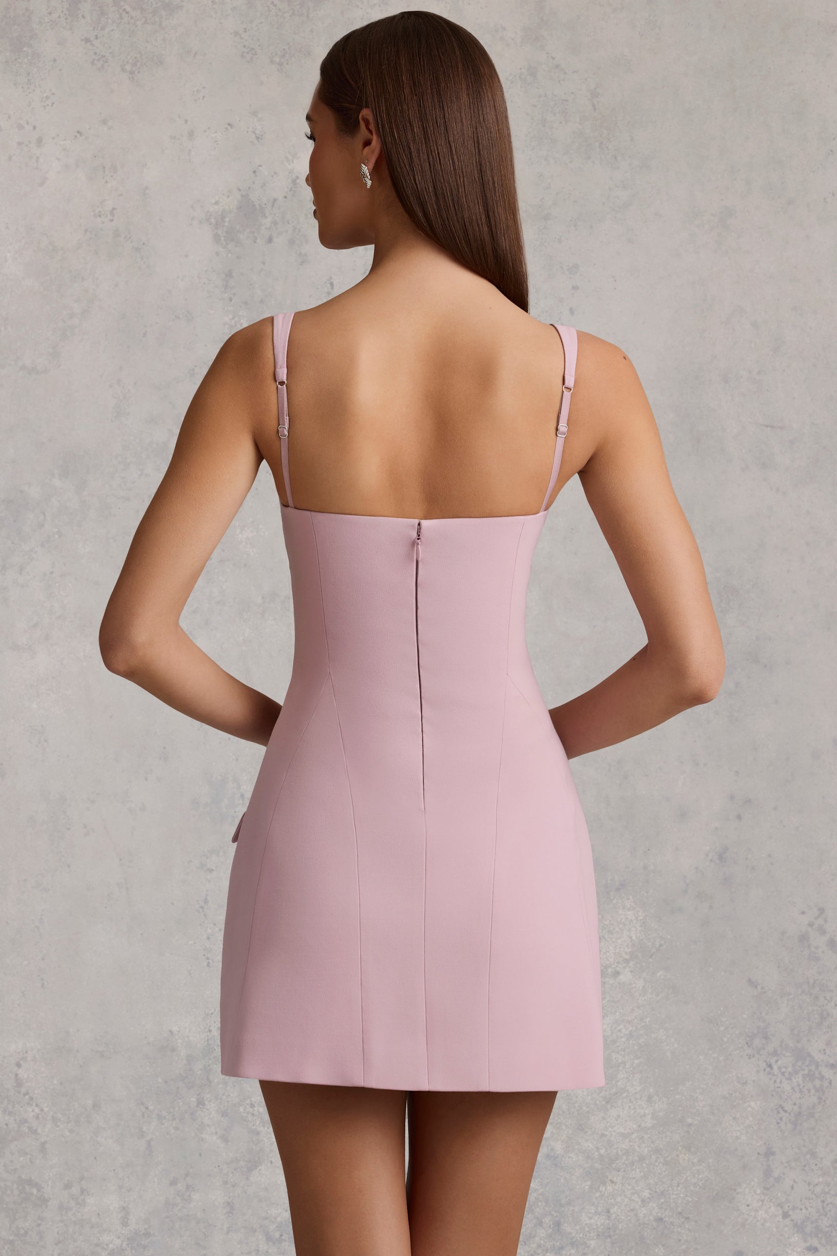 Cut-Out Structured A-Line Mini Dress in Mauve - 2