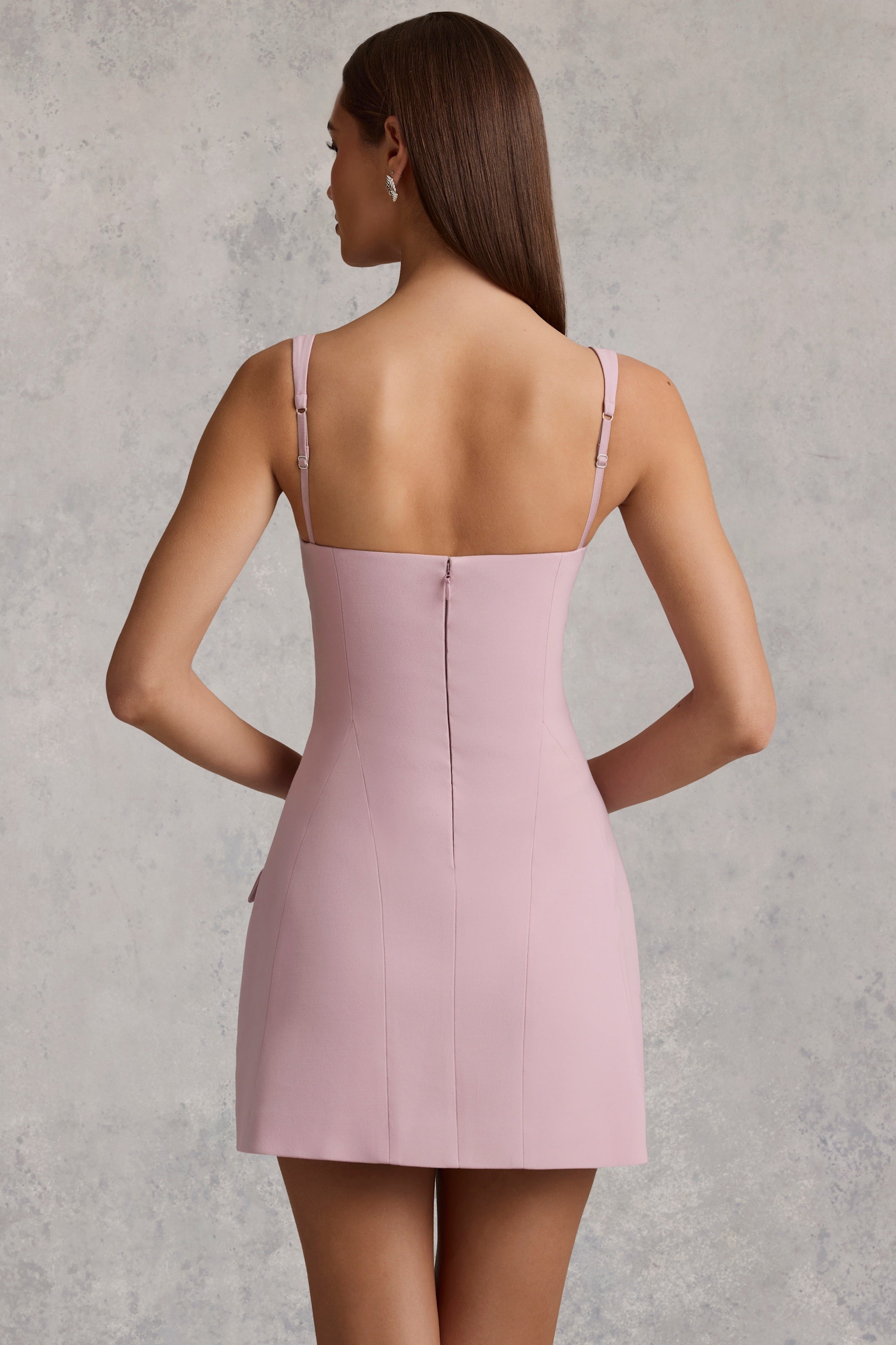 Cut-Out Structured A-Line Mini Dress in Mauve - 2