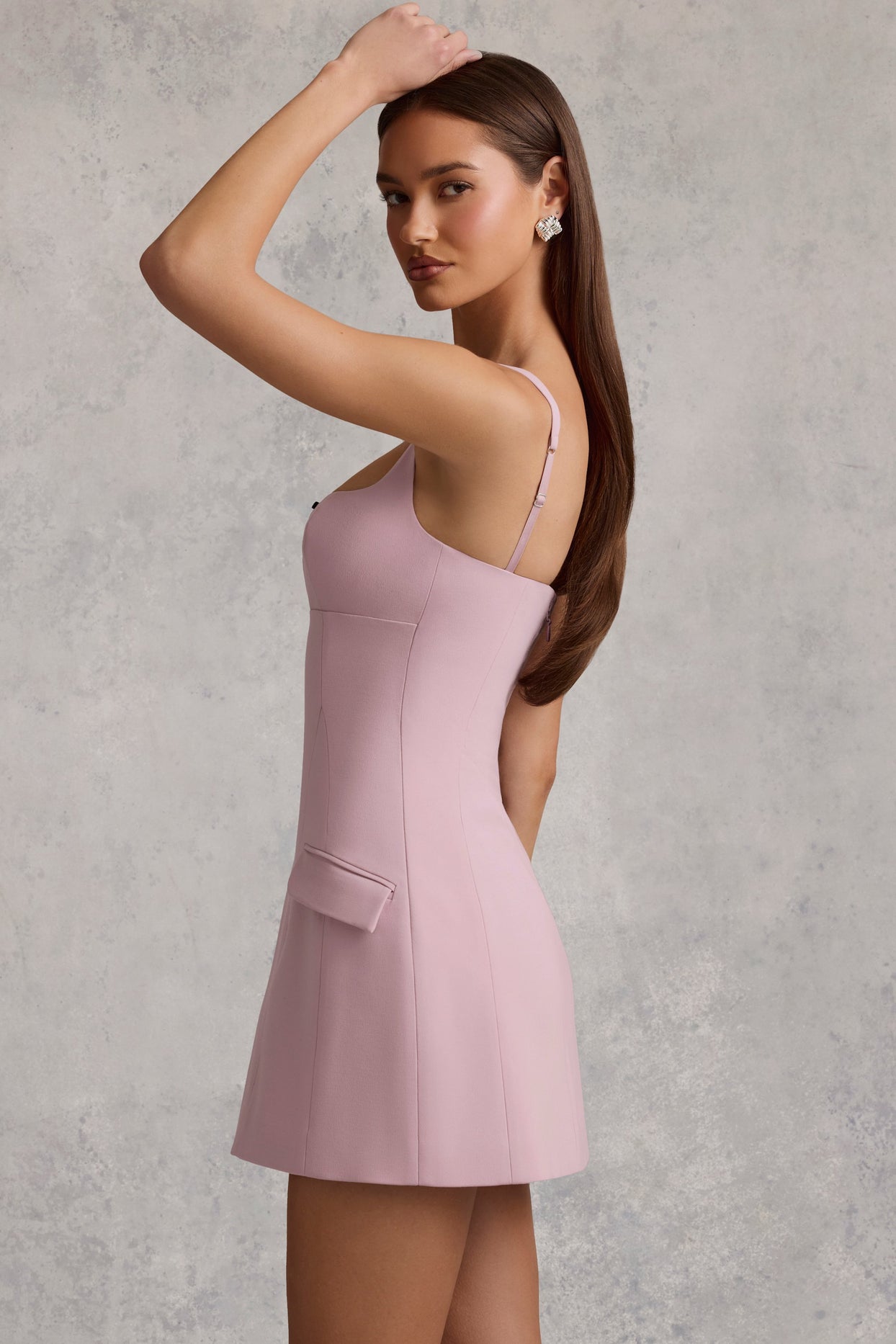 Cut-Out Structured A-Line Mini Dress in Mauve - 3