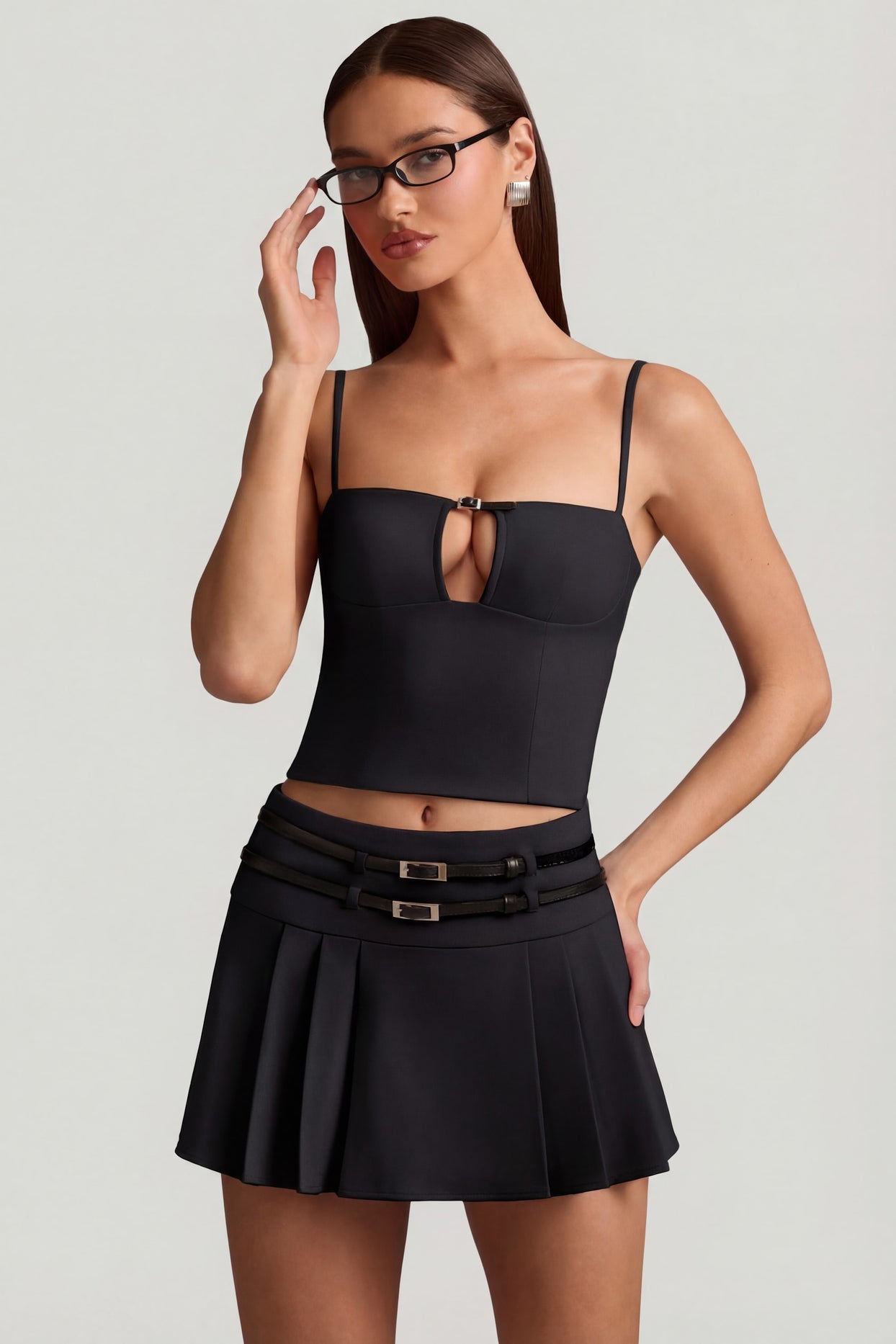 Cut-Top Camisole Top in Black - 6