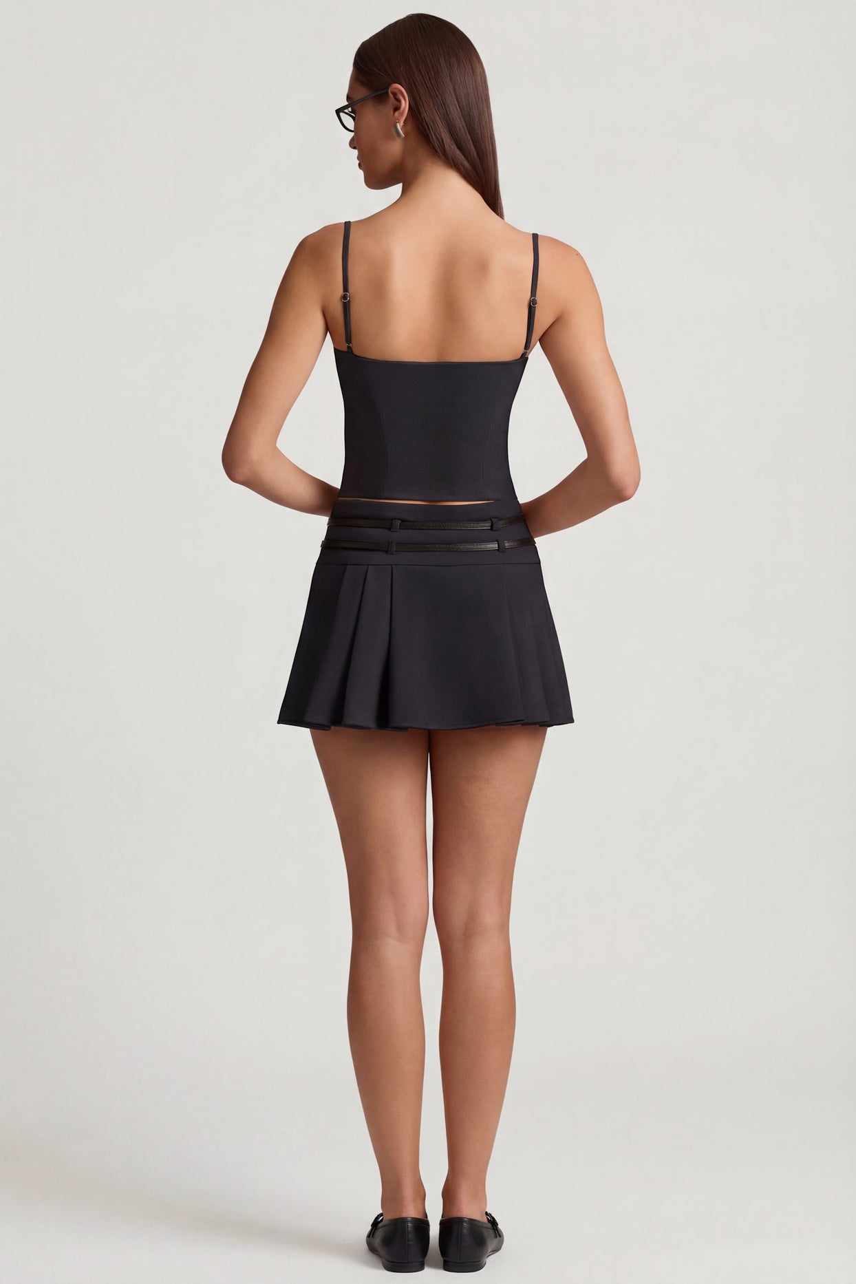 Cut-Top Camisole Top in Black - 3
