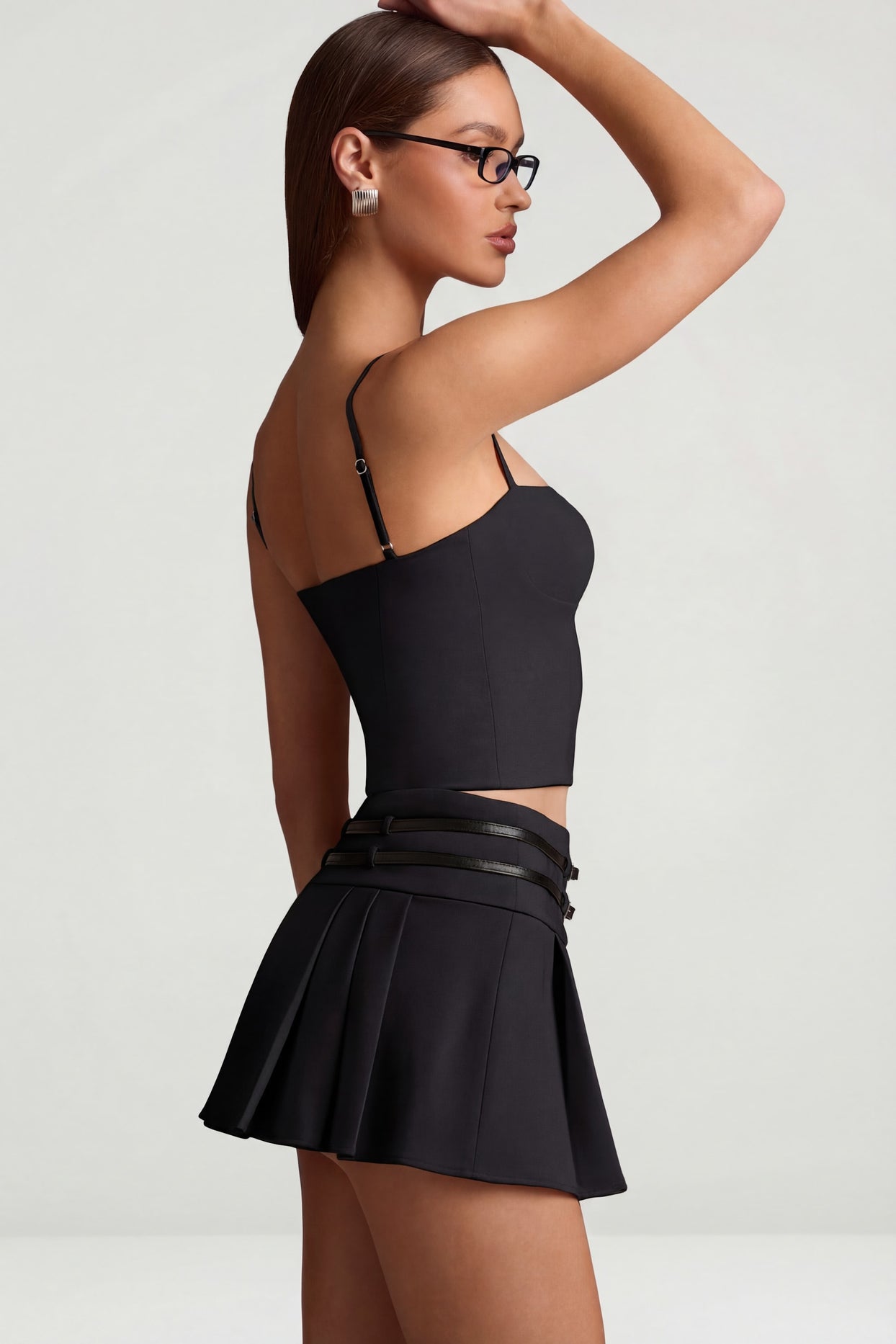 Cut-Top Camisole Top in Black - 4