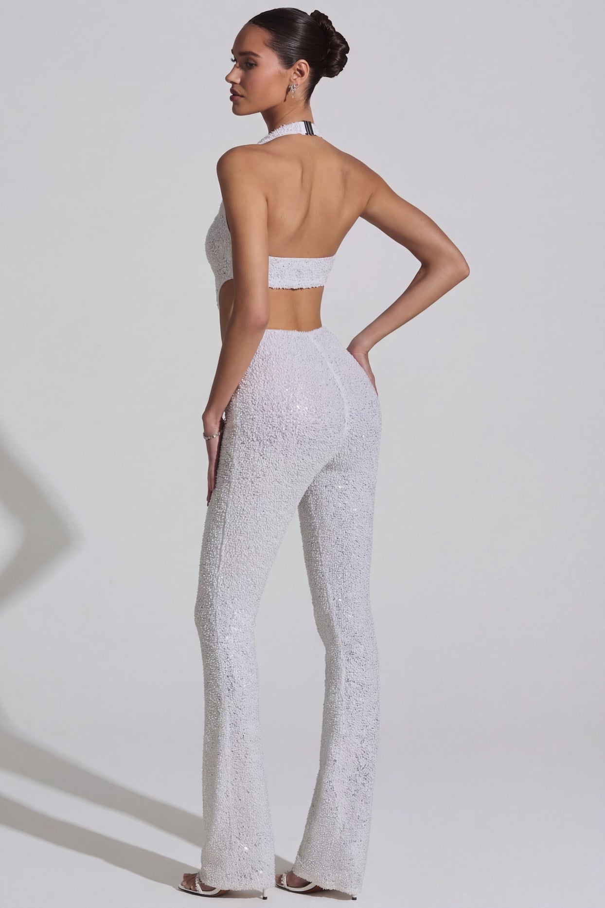 Embellished Cut-Out Jumpsuit in White - 2