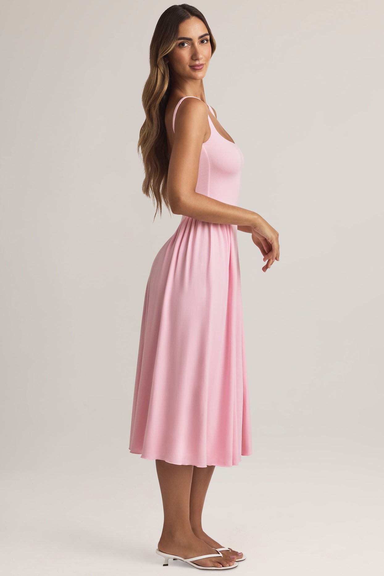 Modal A-Line Midaxi Dress in Pastel Pink - 5