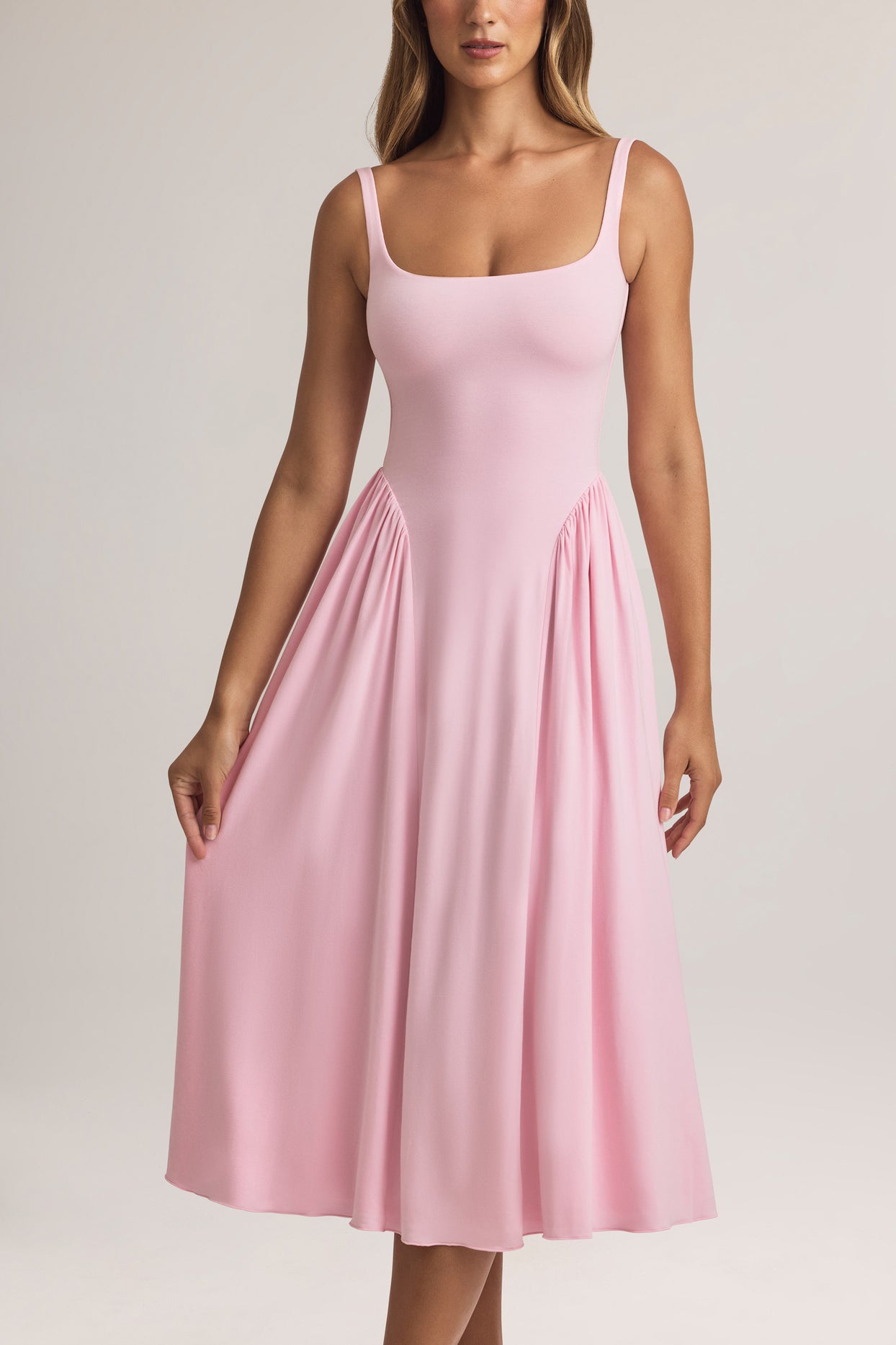Modal A-Line Midaxi Dress in Pastel Pink - 4