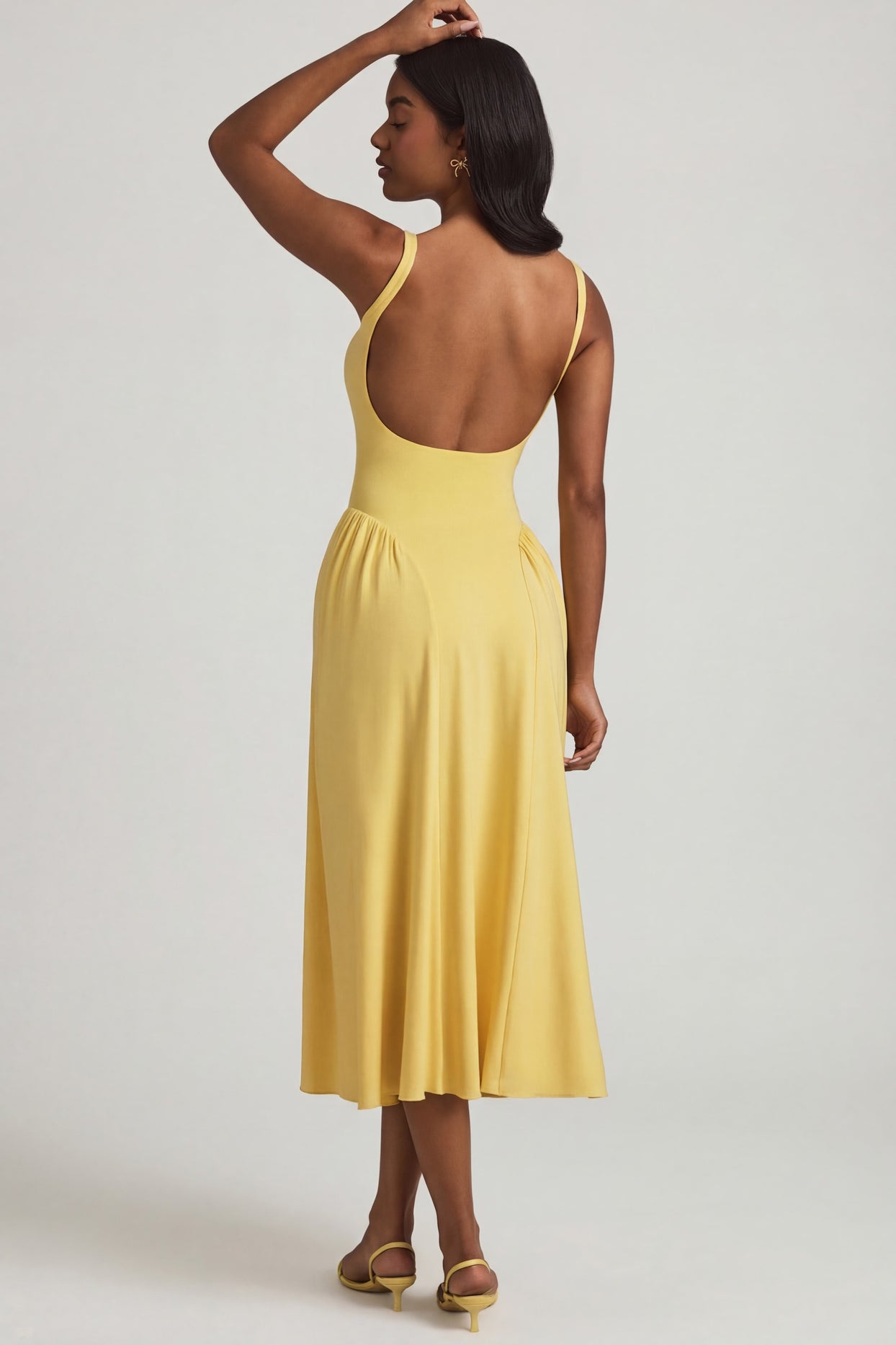 Modal A-Line Midaxi Dress in Pastel Yellow - 5