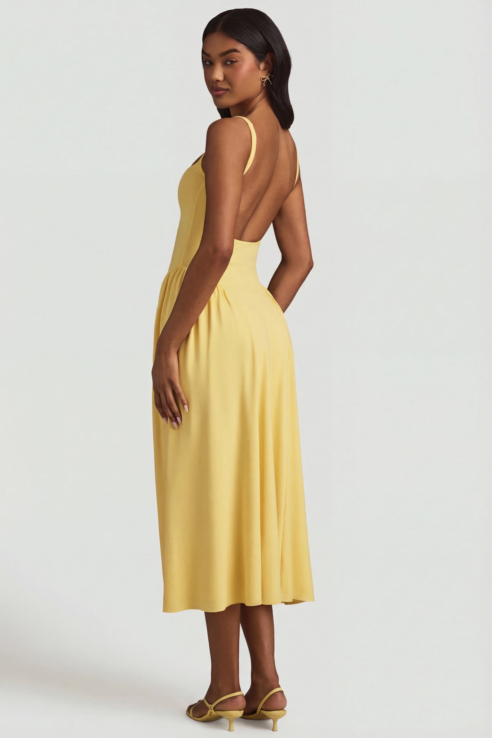 Modal A-Line Midaxi Dress in Pastel Yellow - 2
