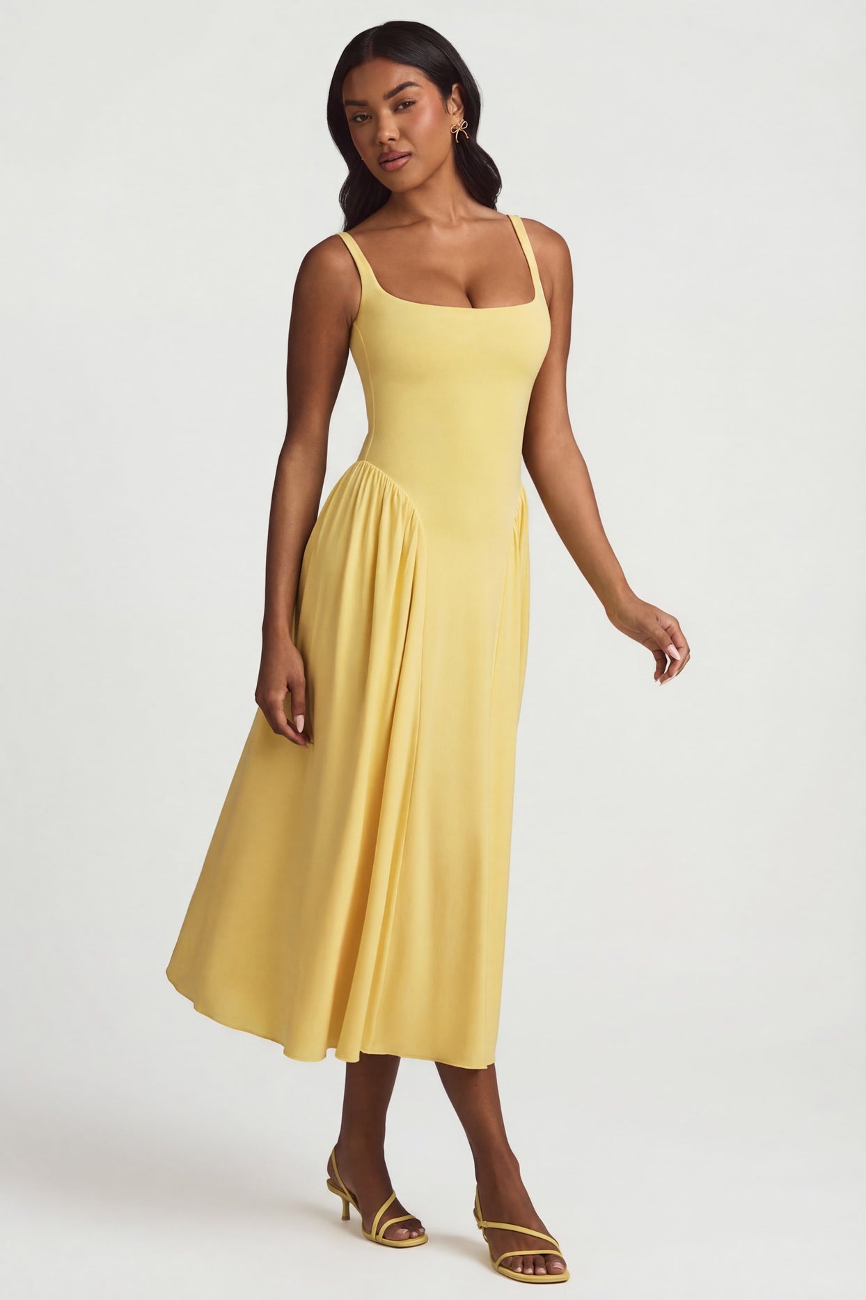 Modal A-Line Midaxi Dress in Pastel Yellow - 7