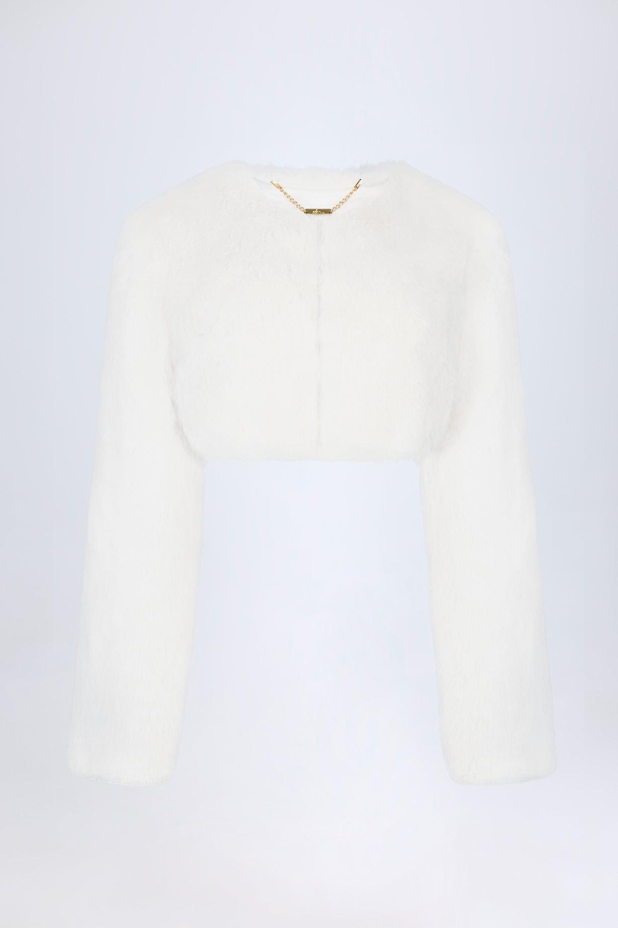 Faux Fur Cropped Bolero in White - 2