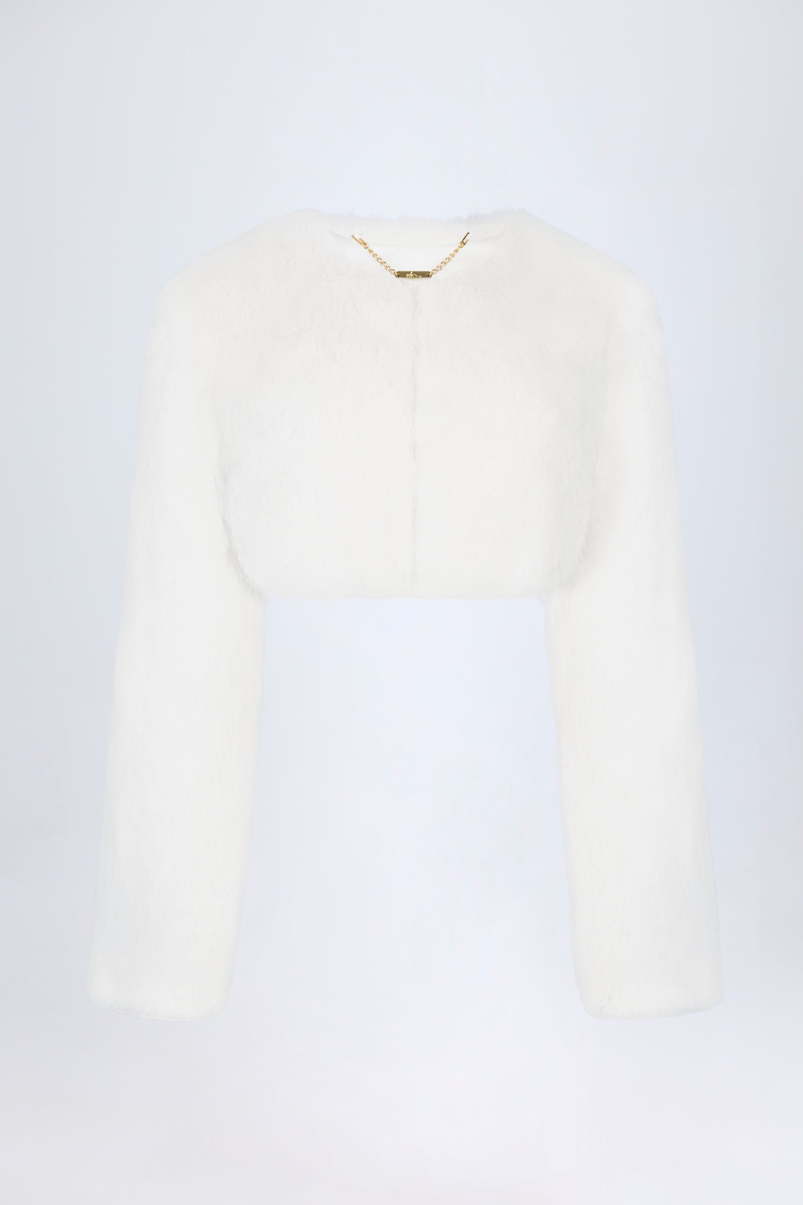 Faux Fur Cropped Bolero in White - 2