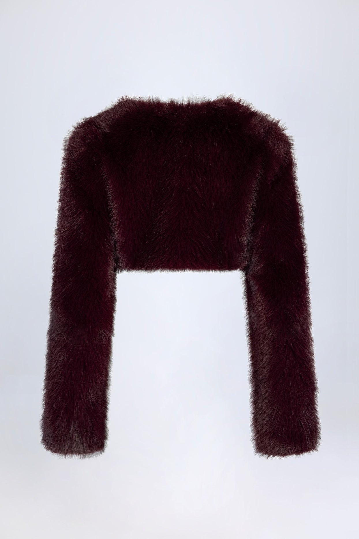 Faux Fur Cropped Bolero in Wine - 4