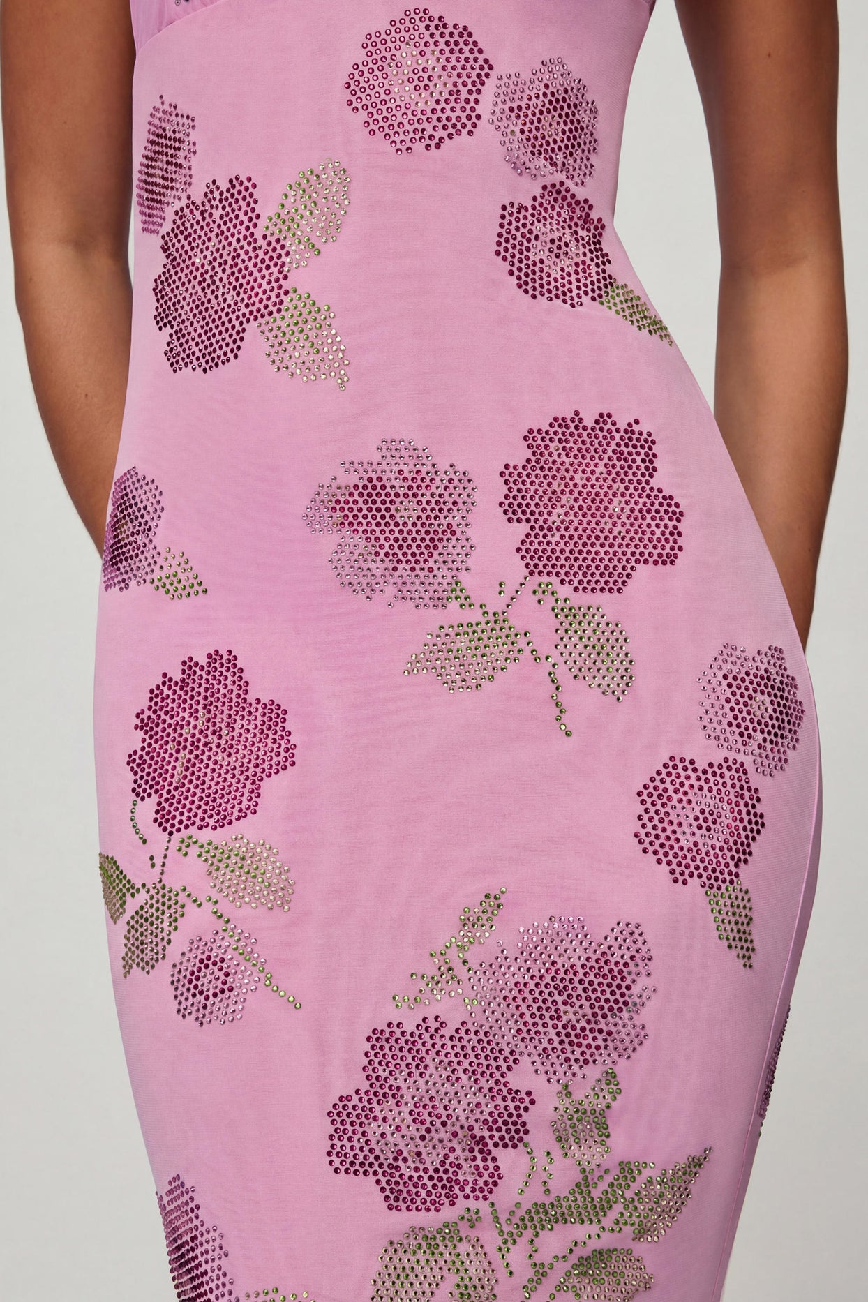 Embellished Halterneck Maxi Dress in Soft Pink - 4