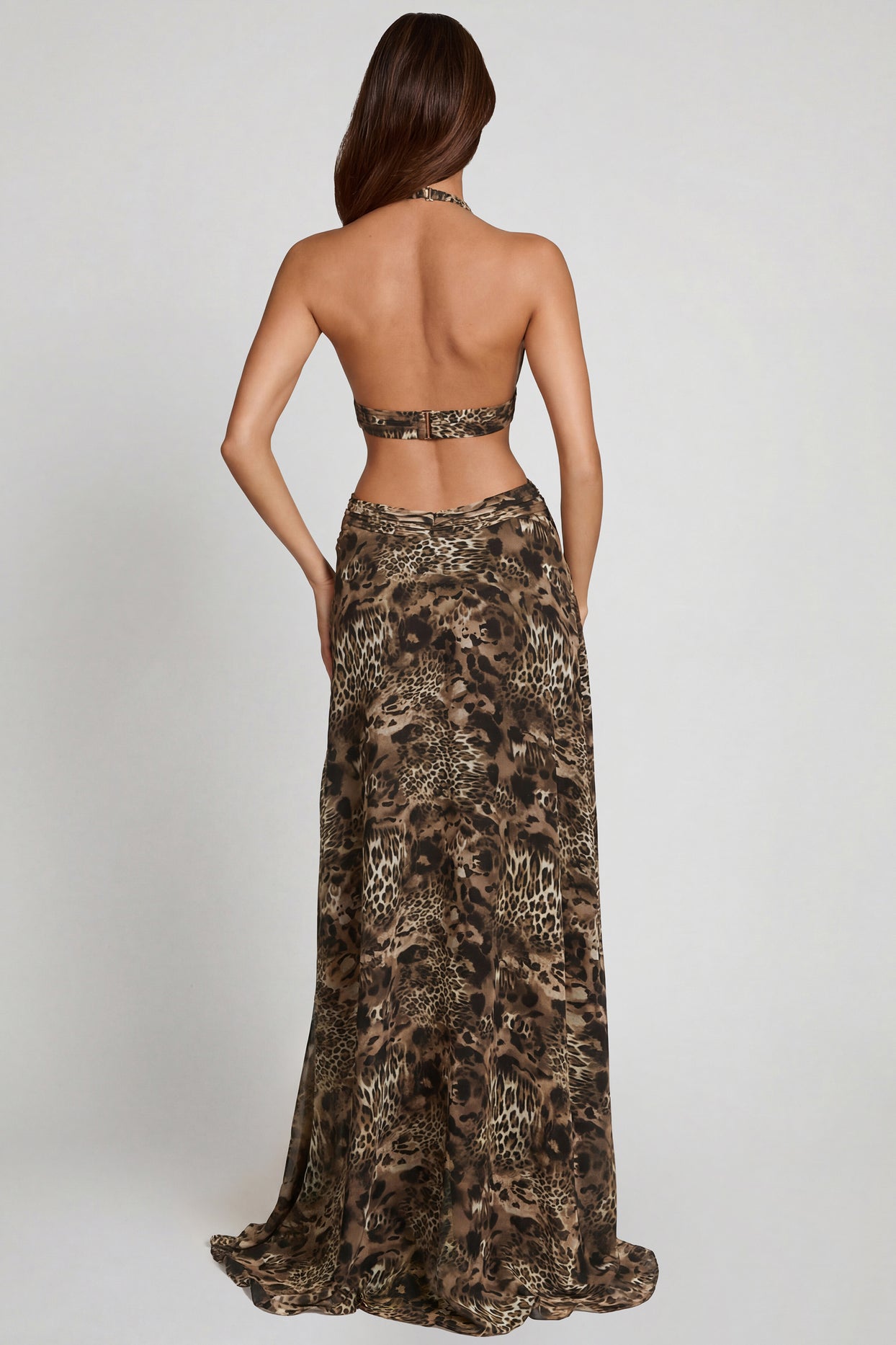 Plunge Cut-out Maxi Gown in Leopard Print - 2