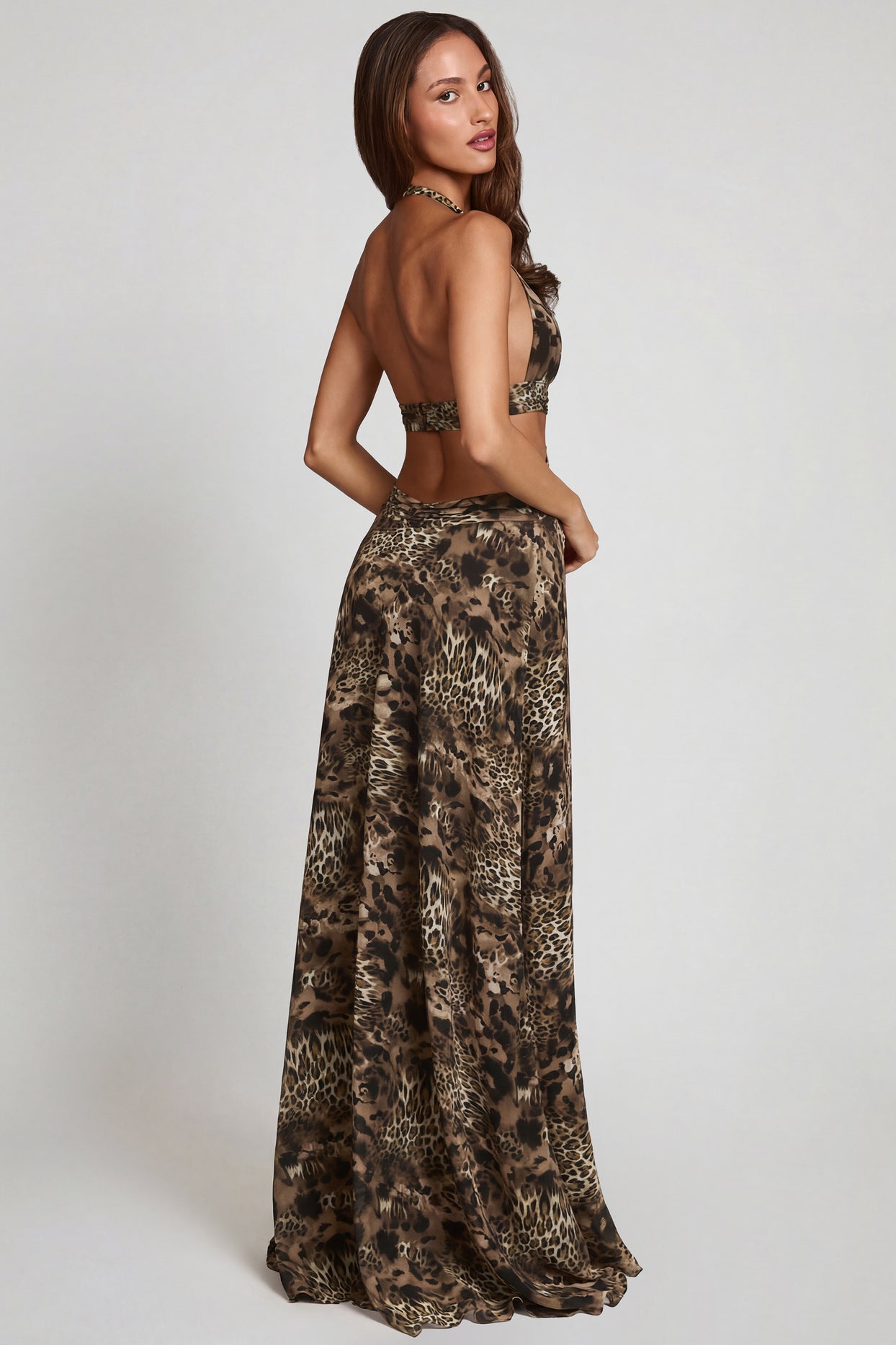 Plunge Cut-out Maxi Gown in Leopard Print - 6