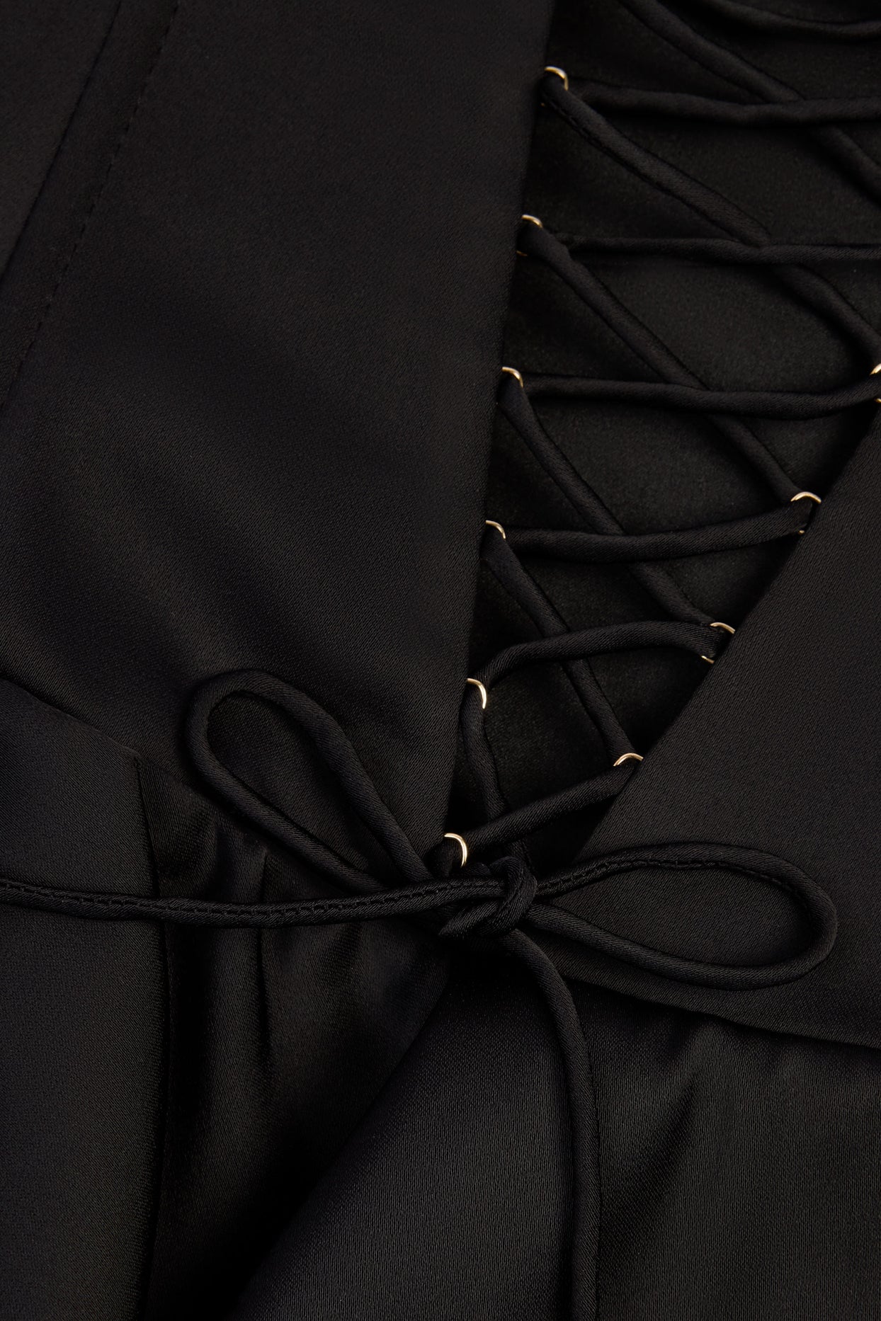 Ruffled Lace-Up Corset Playsuit in Black - 8