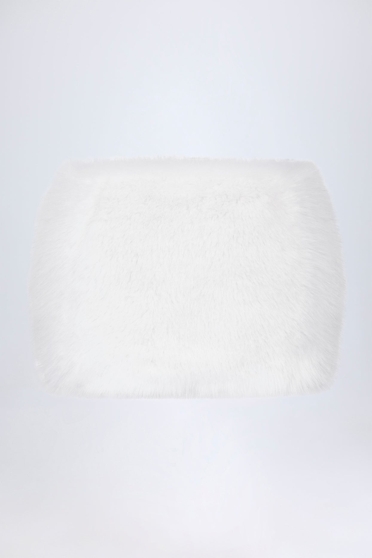 Buckle-Detail Faux Fur Micro Mini Skirt in White - 6