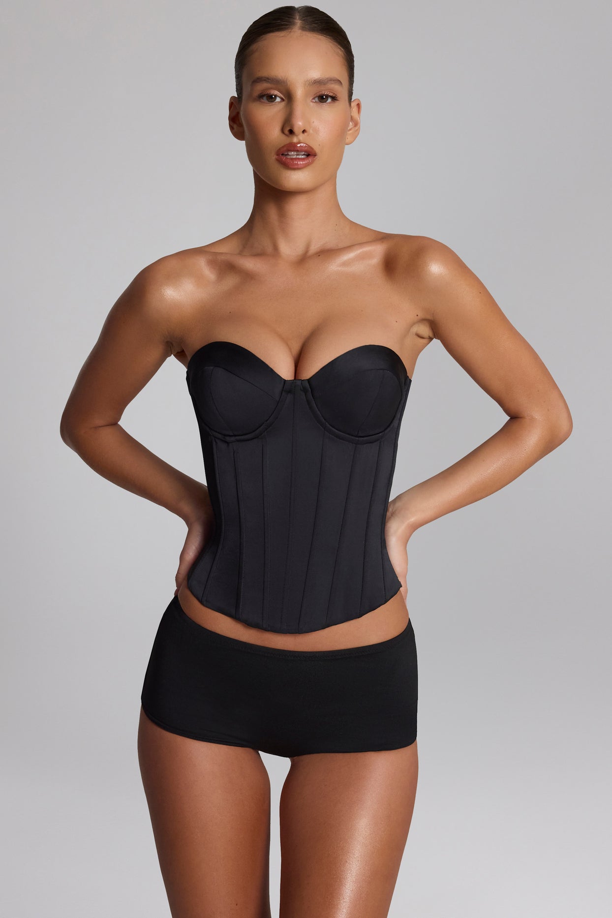 Slinky Jersey Low-Rise Hot Pants in Black - 1